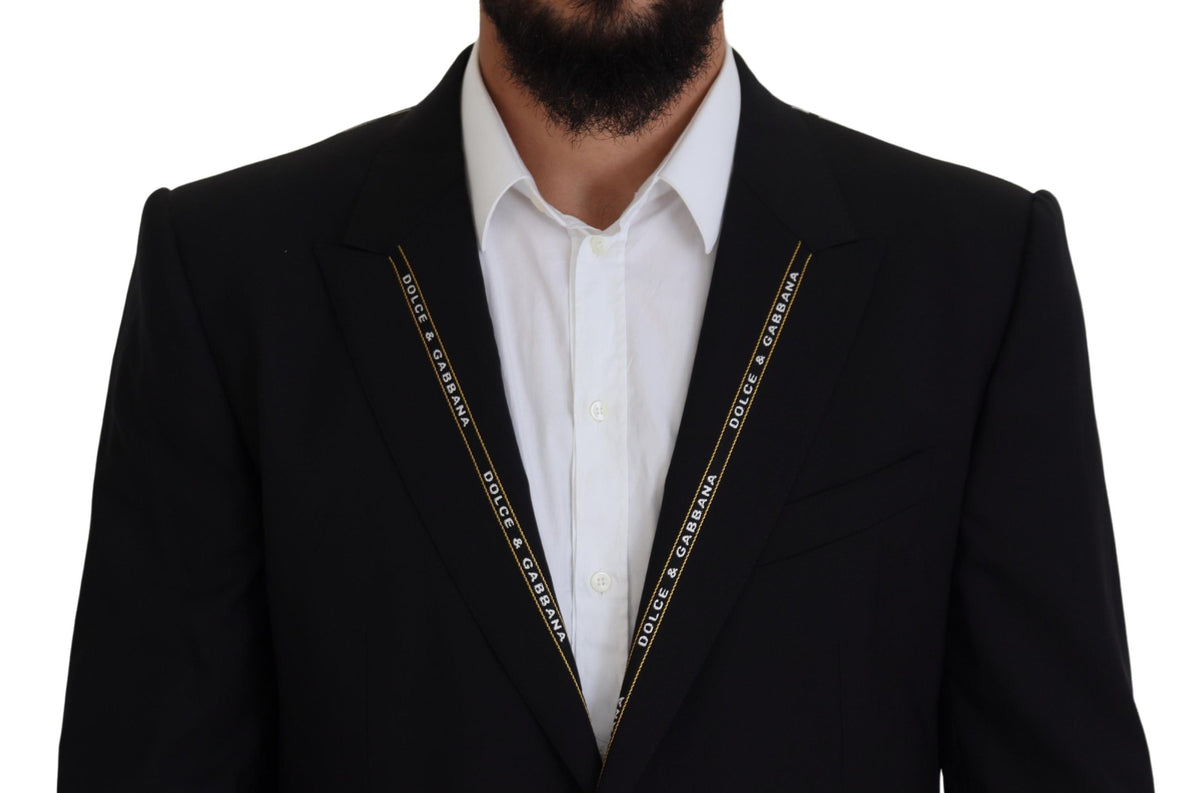 Dolce & Gabbana Black Wool Stretch Slim Fit Jacket Blazer