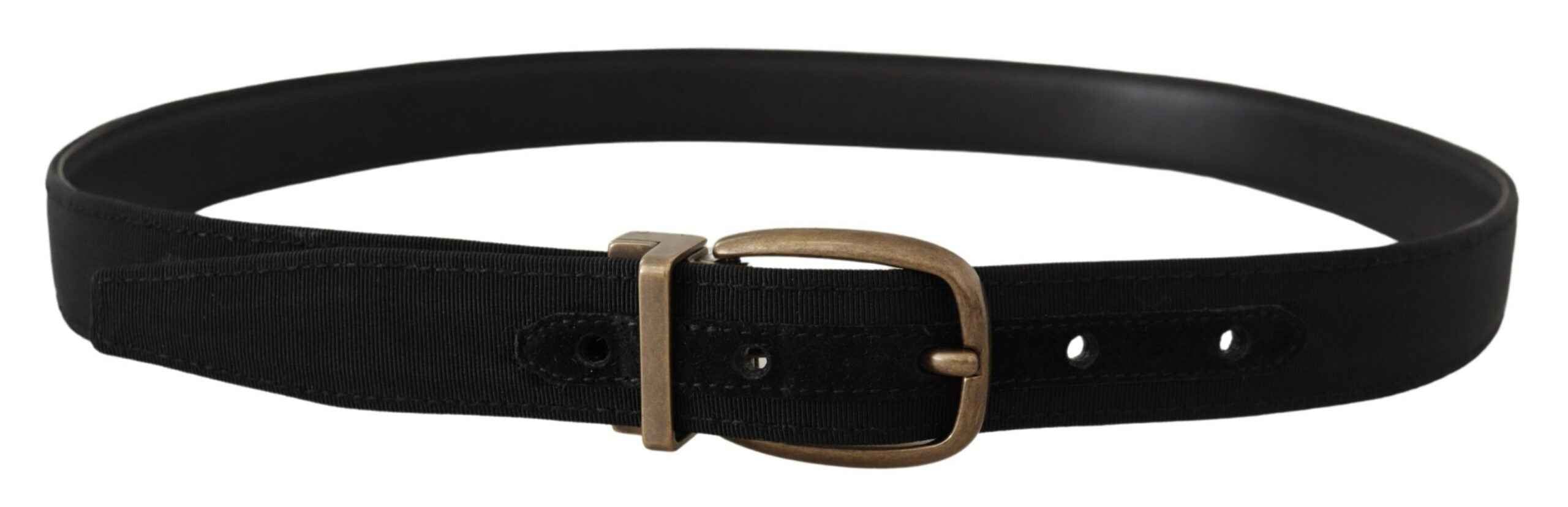 Dolce & Gabbana Black Grosgrain Leather Bronze Metal Belt
