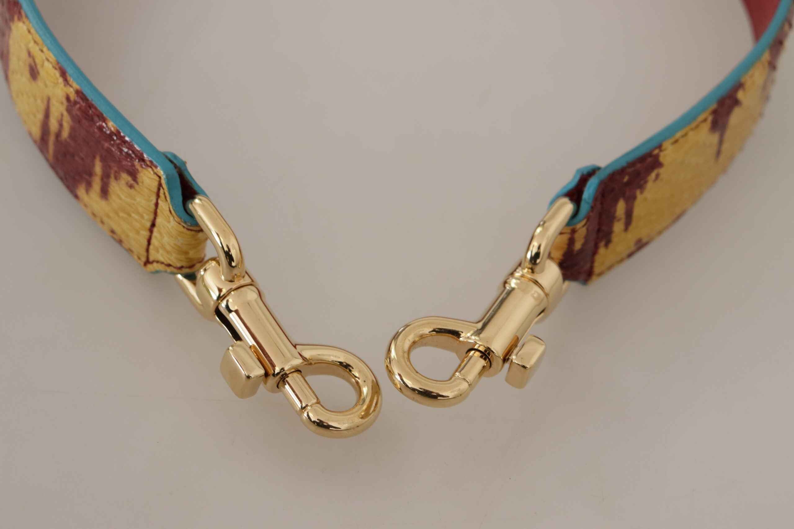 Dolce & Gabbana Yellow Red Leather Gold Tone Shoulder Strap
