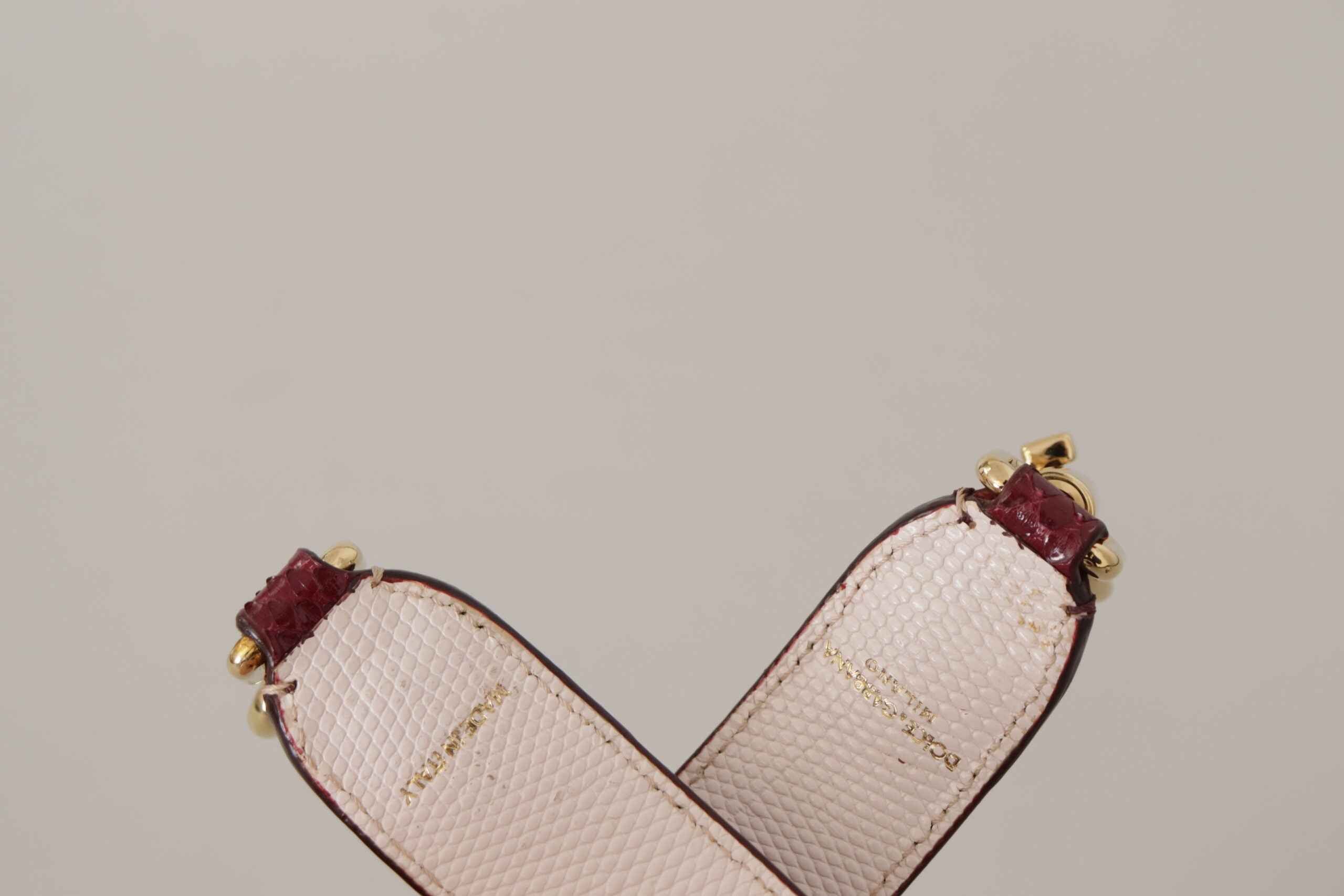 Dolce & Gabbana Bordeaux Leather Crystals Bag Shoulder Strap