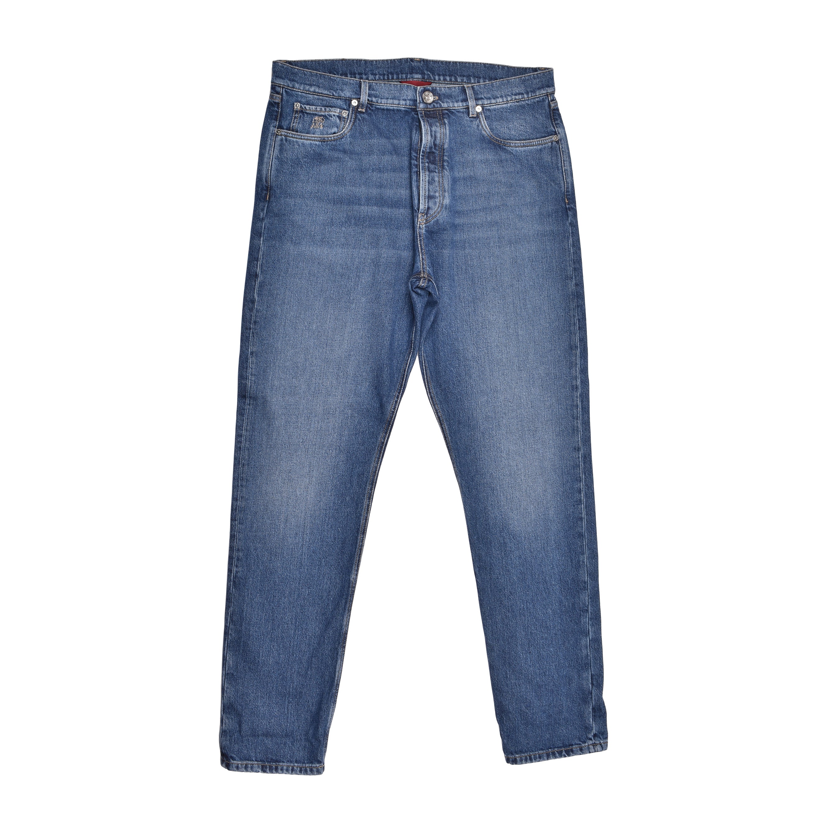BRUNELLO CUCINELLI MEN'S MEDIUM BLUE DENIM JEANS