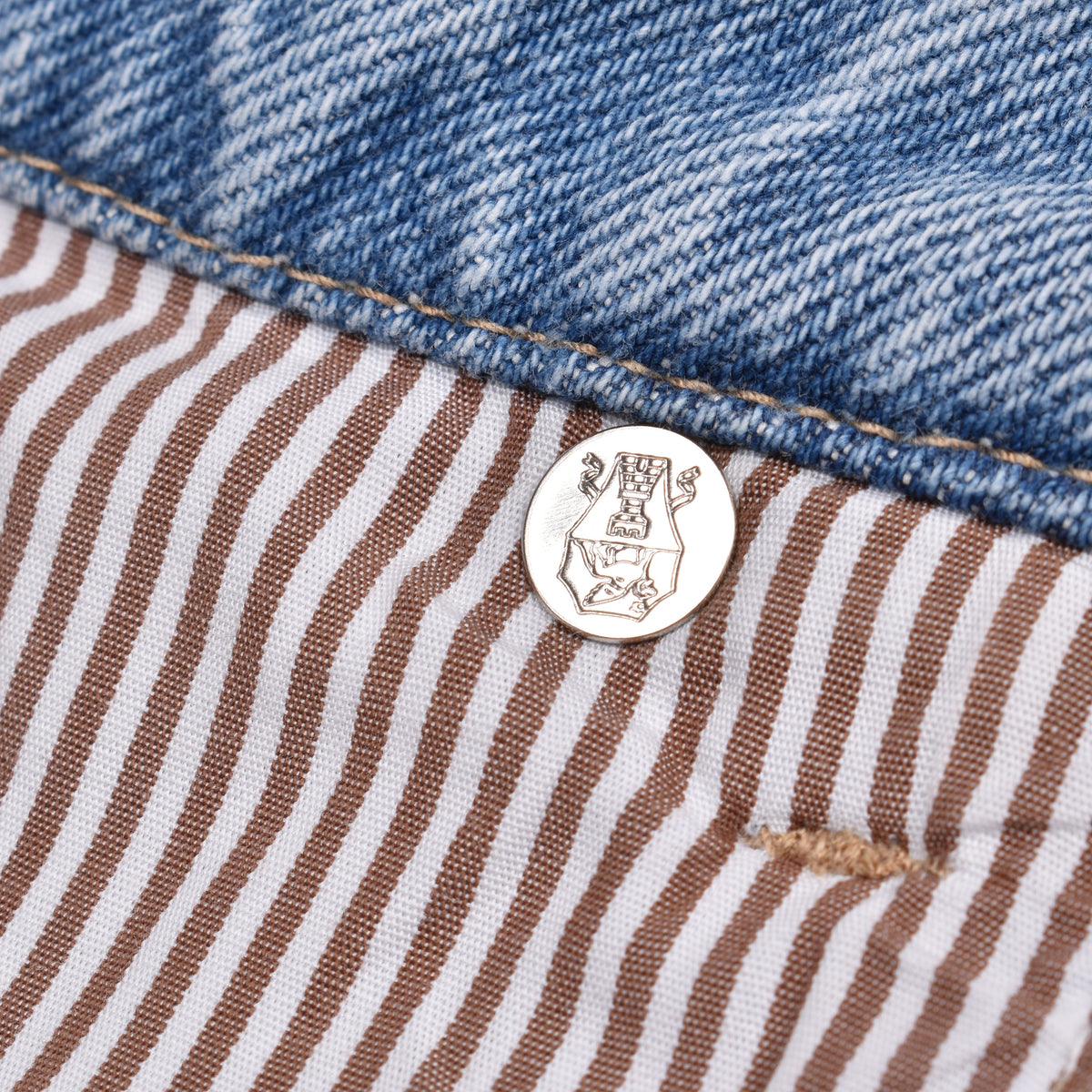 BRUNELLO CUCINELLI MEN'S LIGHT BLUE DENIM TROUSERS
