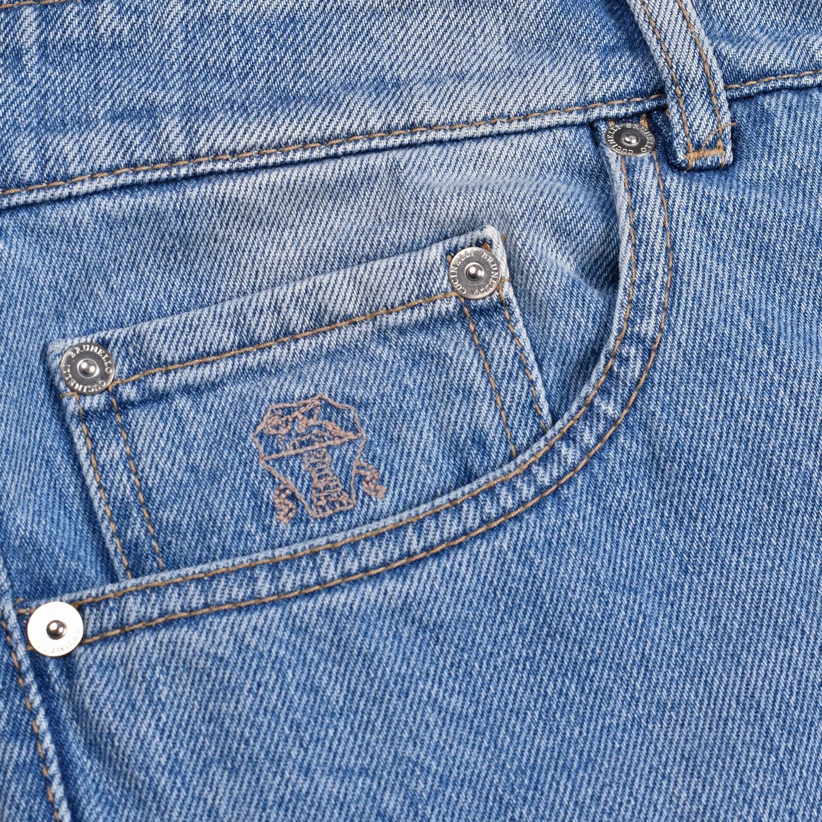 BRUNELLO CUCINELLI MEN'S LIGHT DENIM TRADITIONAL FIT JEANS
