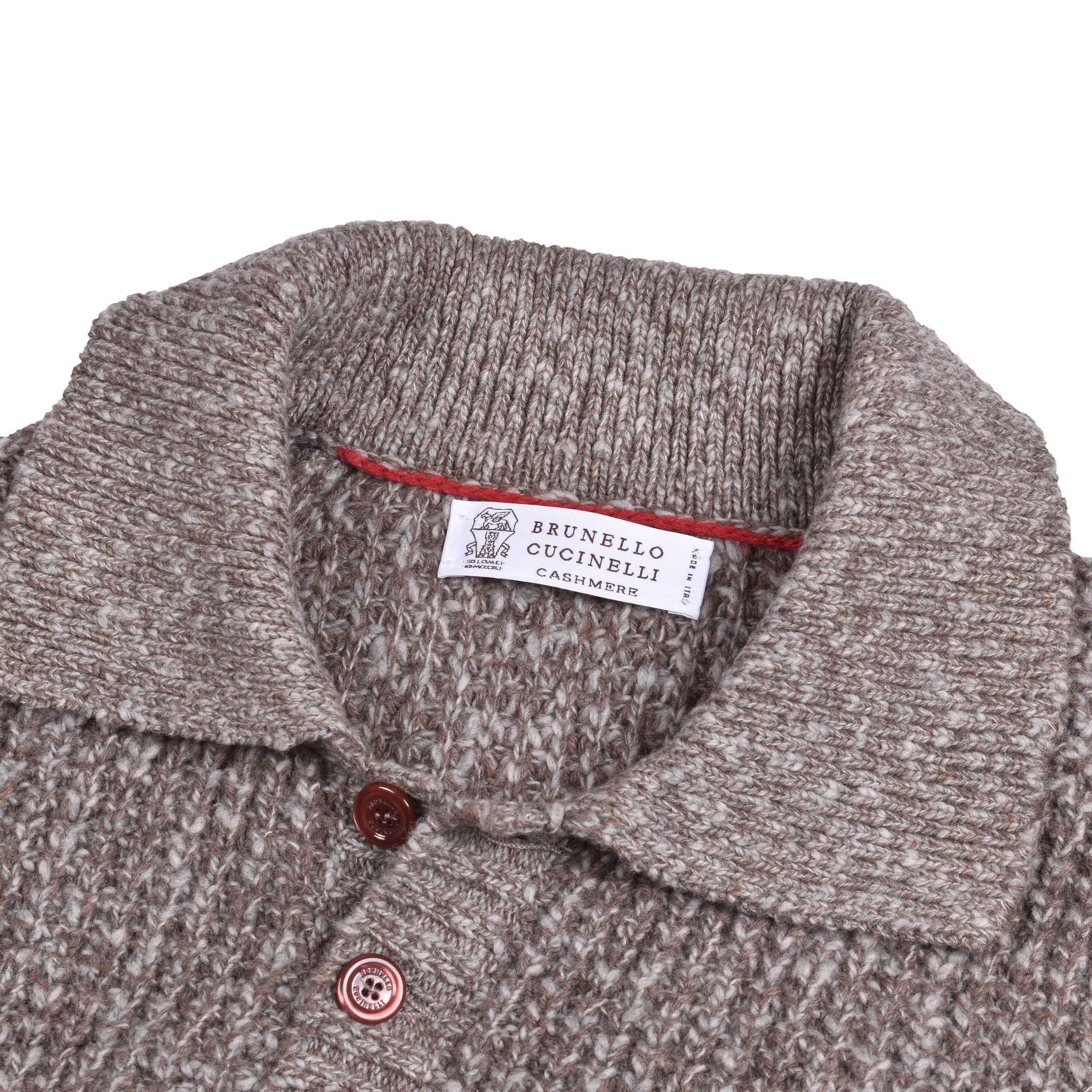 BRUNELLO CUCINELLI MEN'S BROWN CASHMERE WOOL KNIT SWEATER