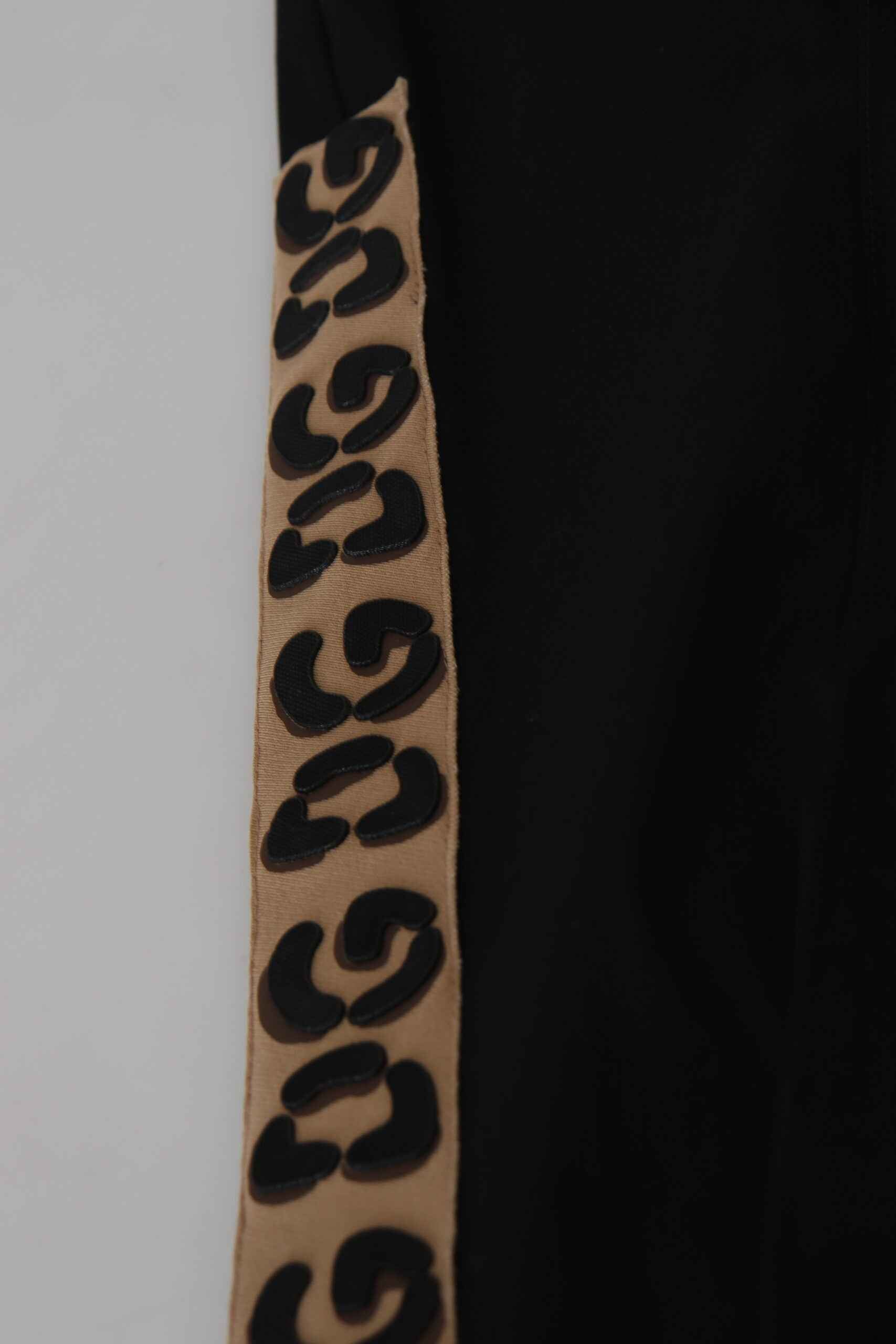 Dolce & Gabbana Black Cotton Elastic Waist DG Logo Cropped Pants