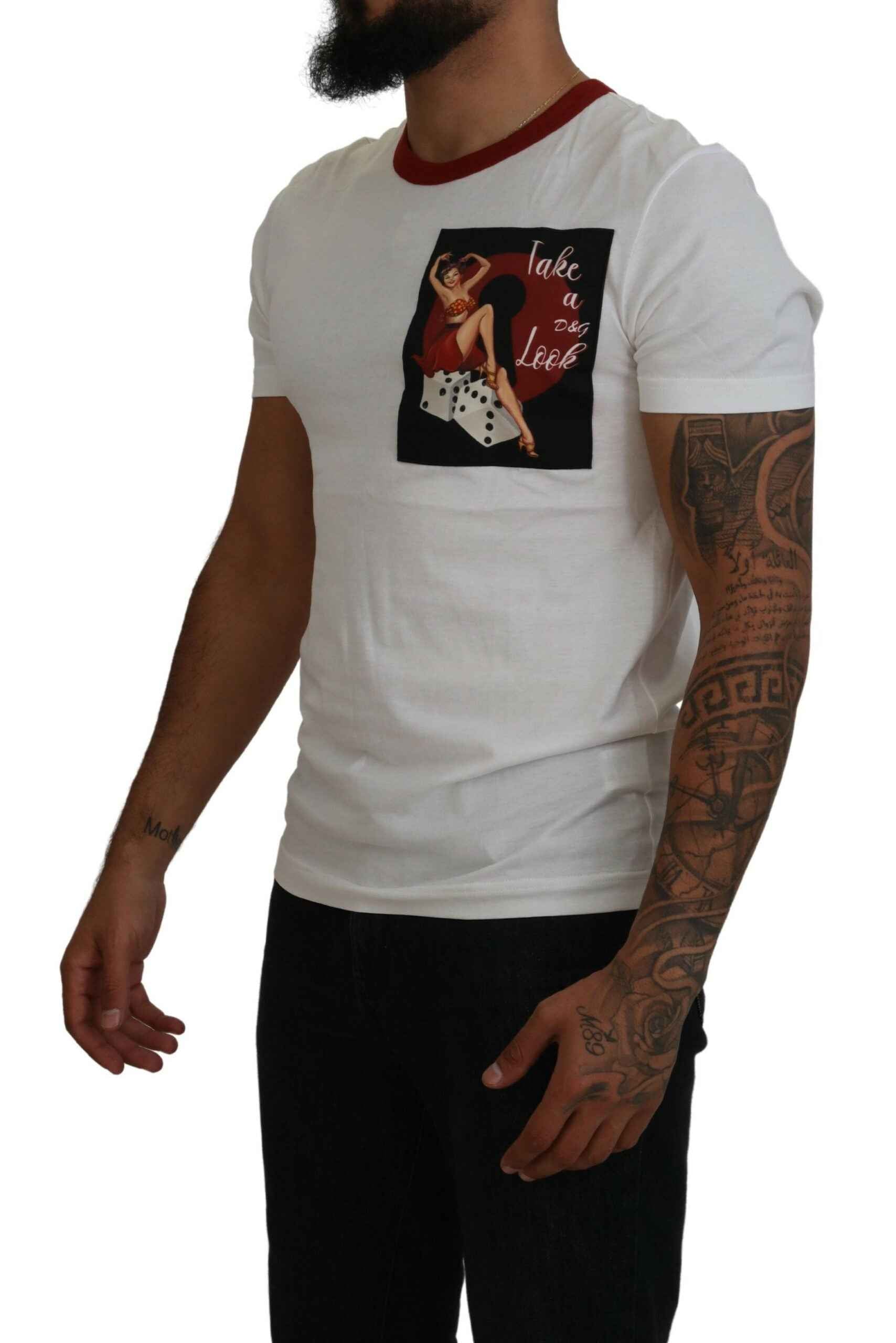 Dolce & Gabbana Cotton White Logo Print Crewneck T-shirt