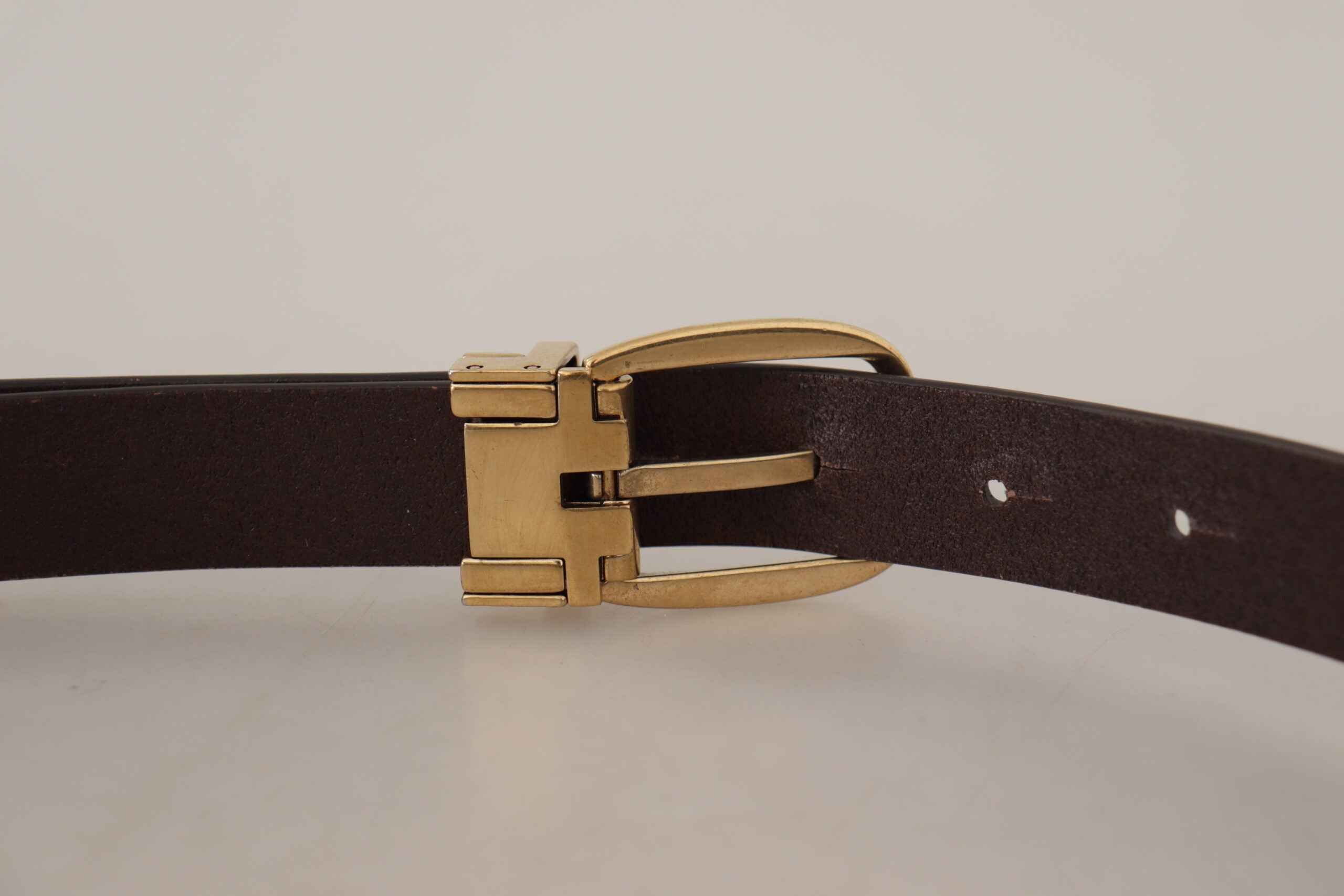 Dolce & Gabbana Dark Brown Calf Leather Gold Tone Metal Buckle