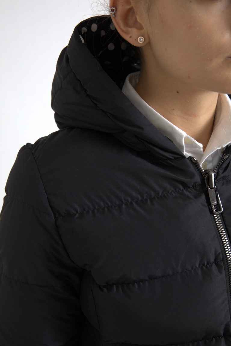 Dolce & Gabbana Black Polyester Hooded Reversible Jacket