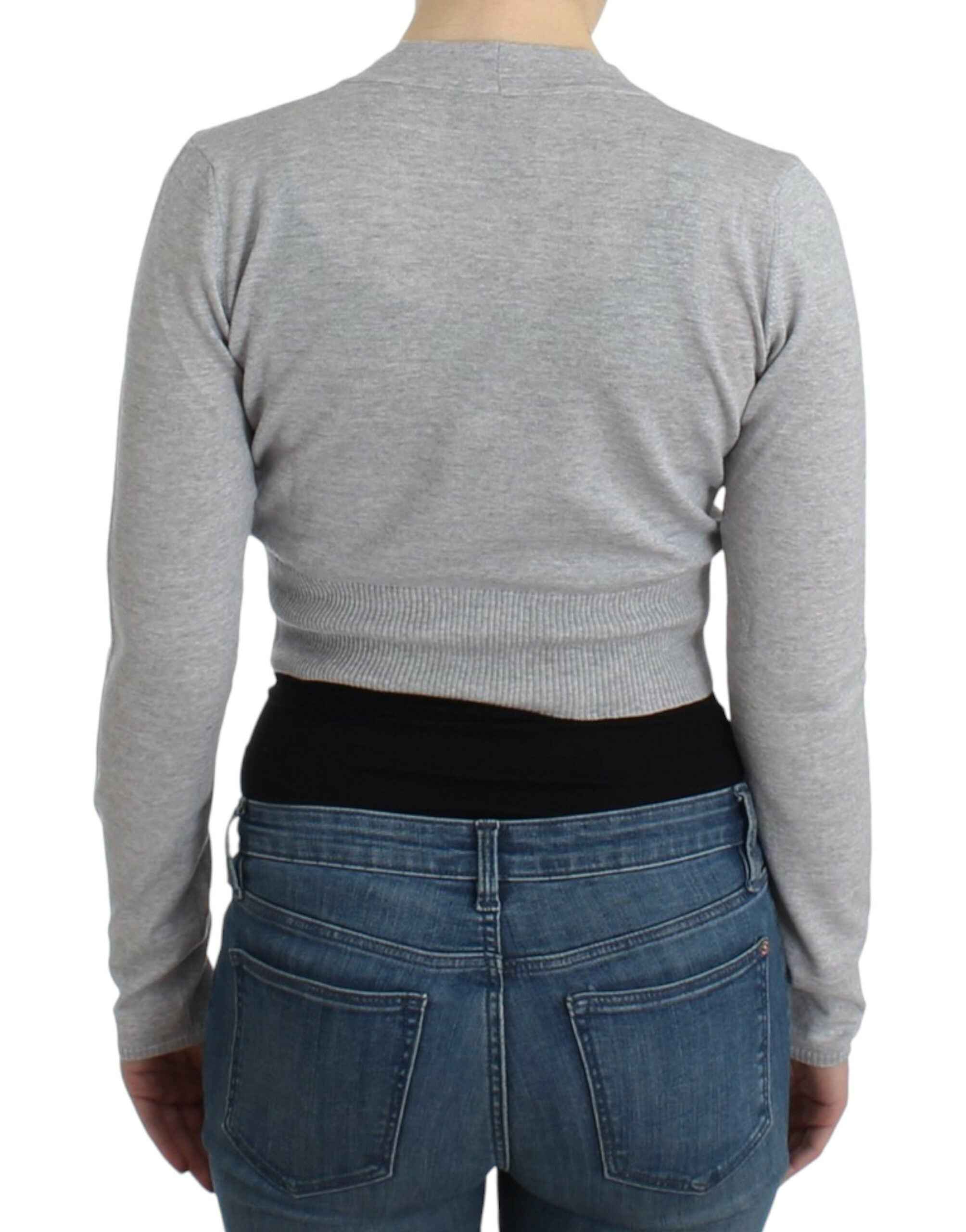 Cavalli Gray cropped wool cardigan