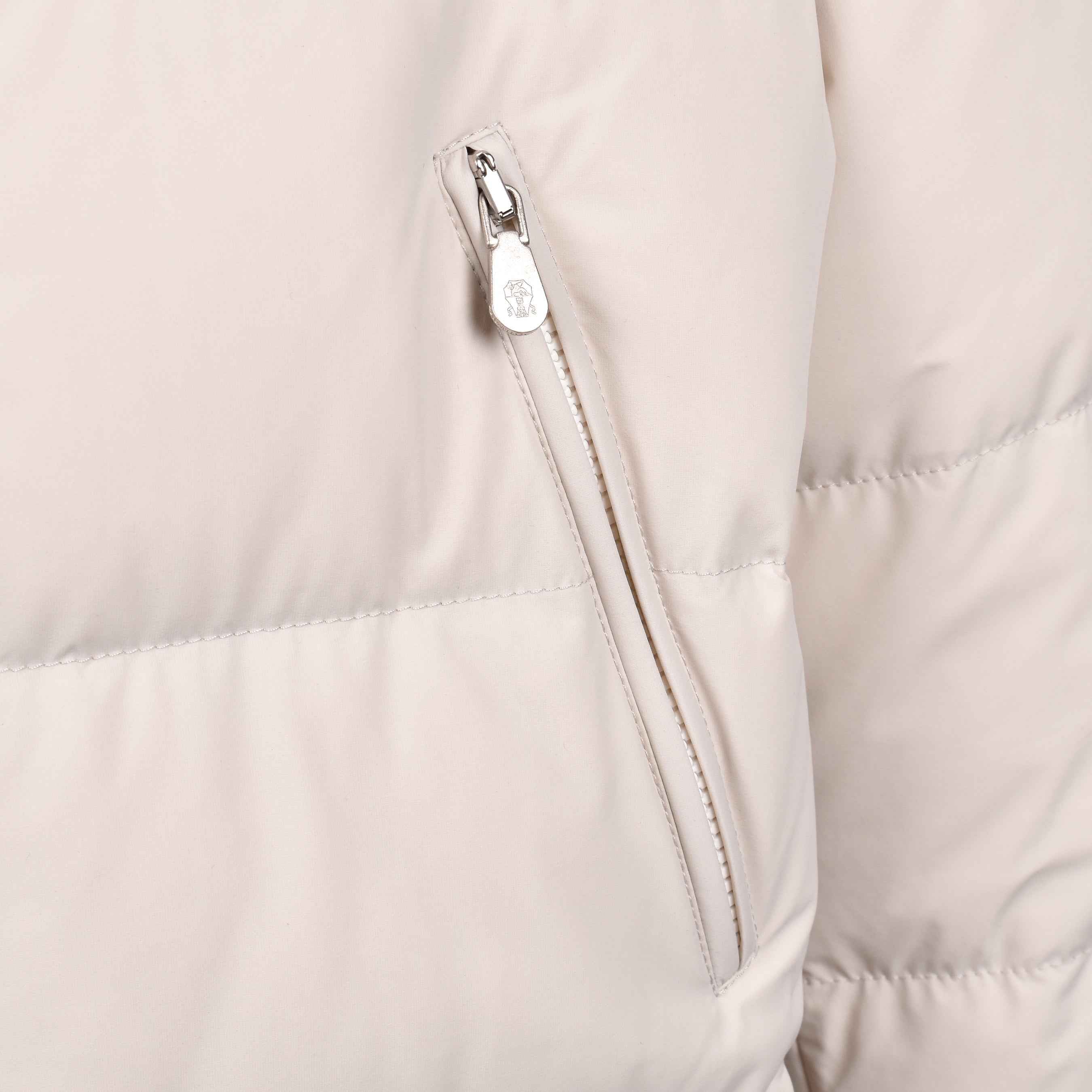 BRUNELLO CUCINELLI MEN'S OFF WHITE QUILTED DOWN PARKA JACKET