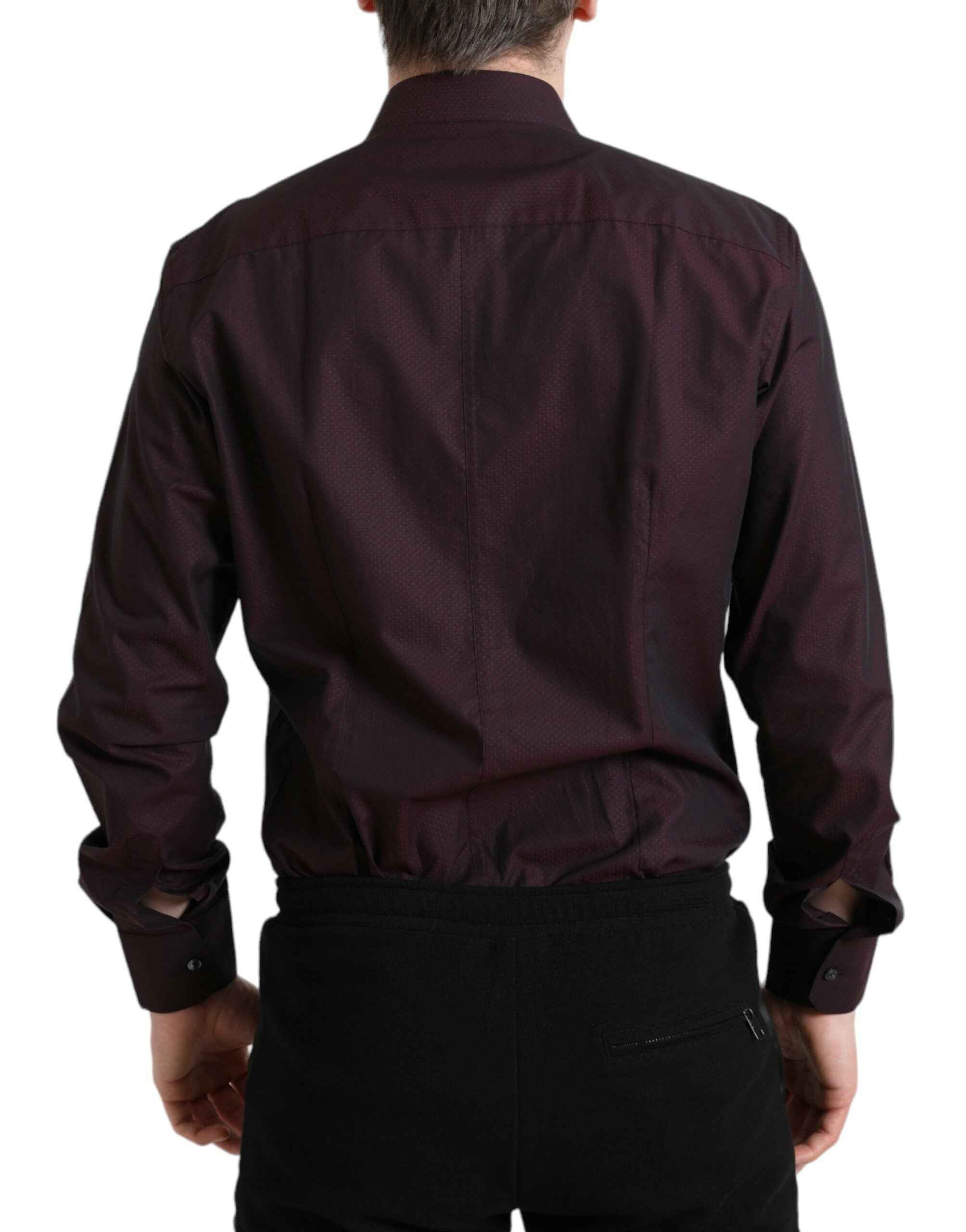 Dolce & Gabbana Maroon Jacquard Formal Dress MARTINI Shirt