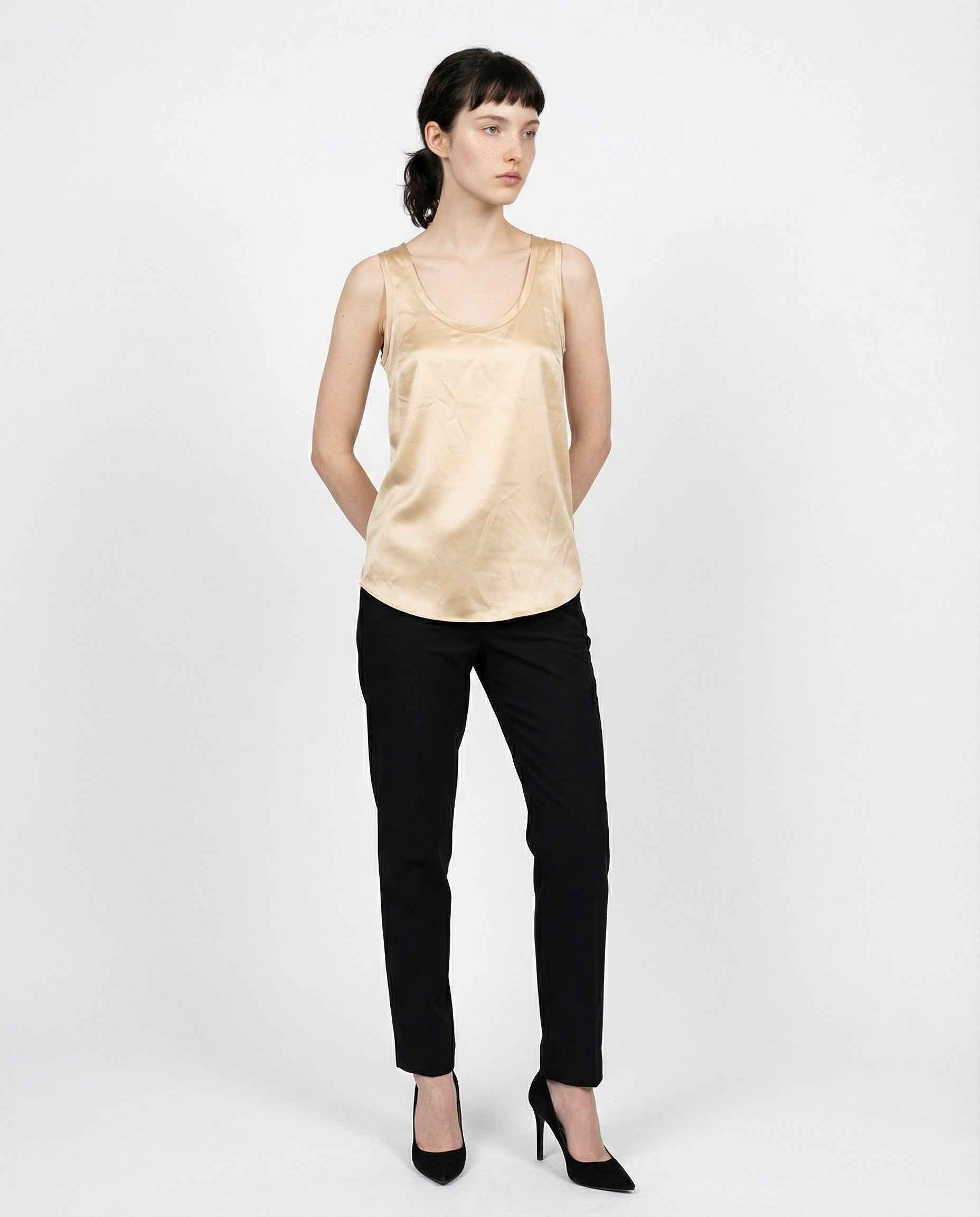 BRUNELLO CUCINELLI WOMEN'S CREAM SILK TANK TOP
