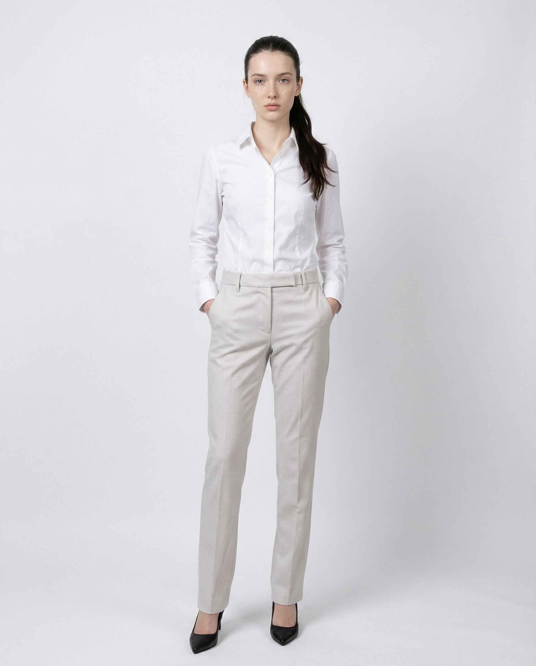 BRUNELLO CUCINELLI WOMEN'S SNOW WHITE TAILORED TROUSERS