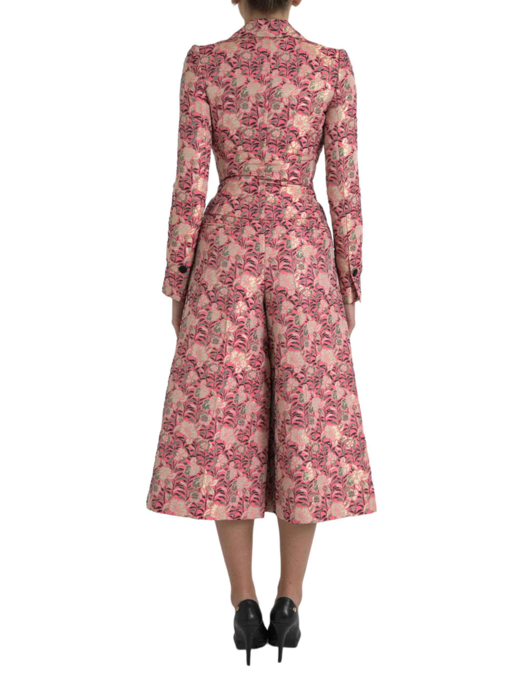 Dolce & Gabbana Pink Floral Jacquard Slim Fit 2 Piece Suit
