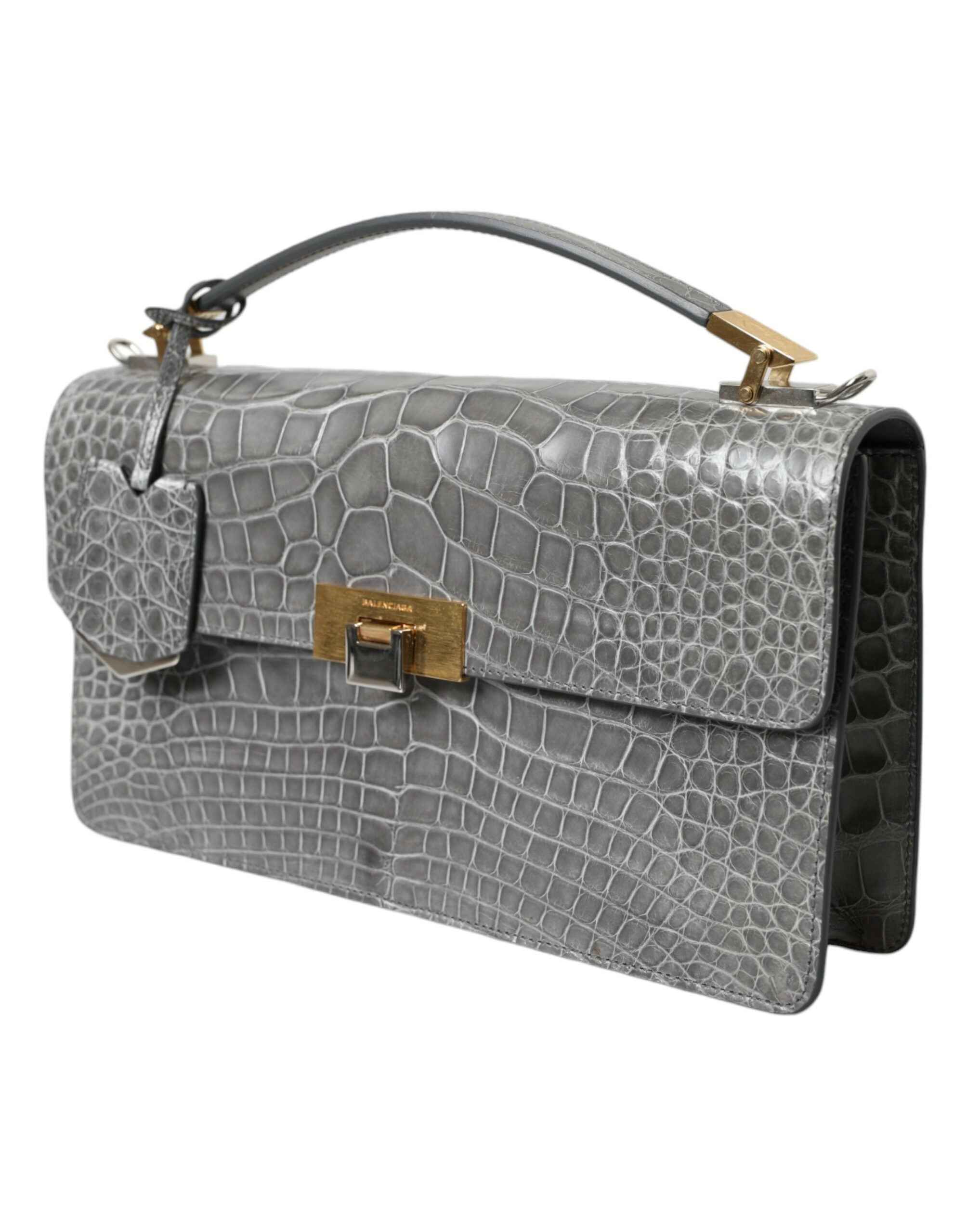 Balenciaga Gray Exotic Leather Medium Shoulder Hand Purse Bag