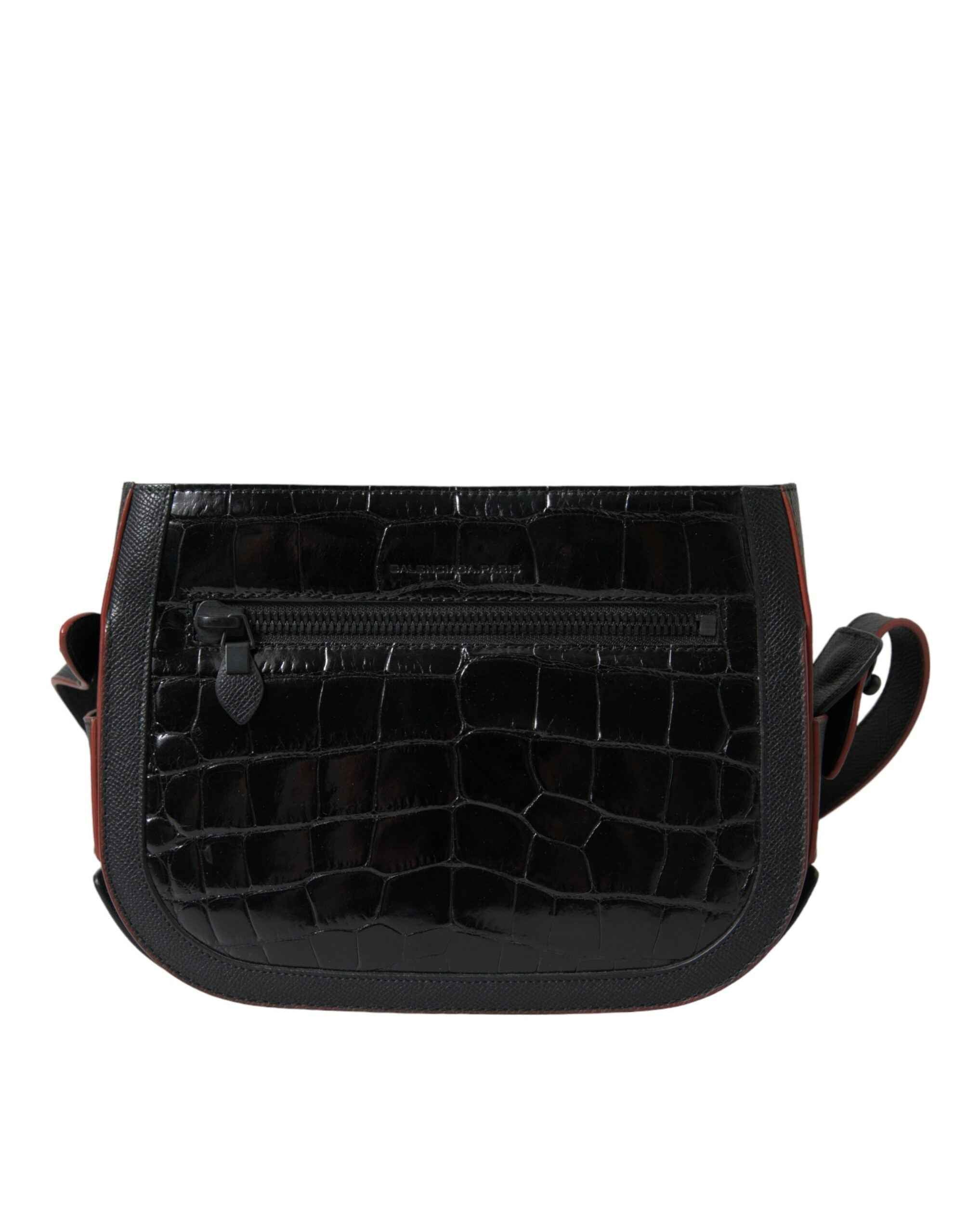 Balenciaga Black Exotic Leather Shoulder Crossbody Camera Bag