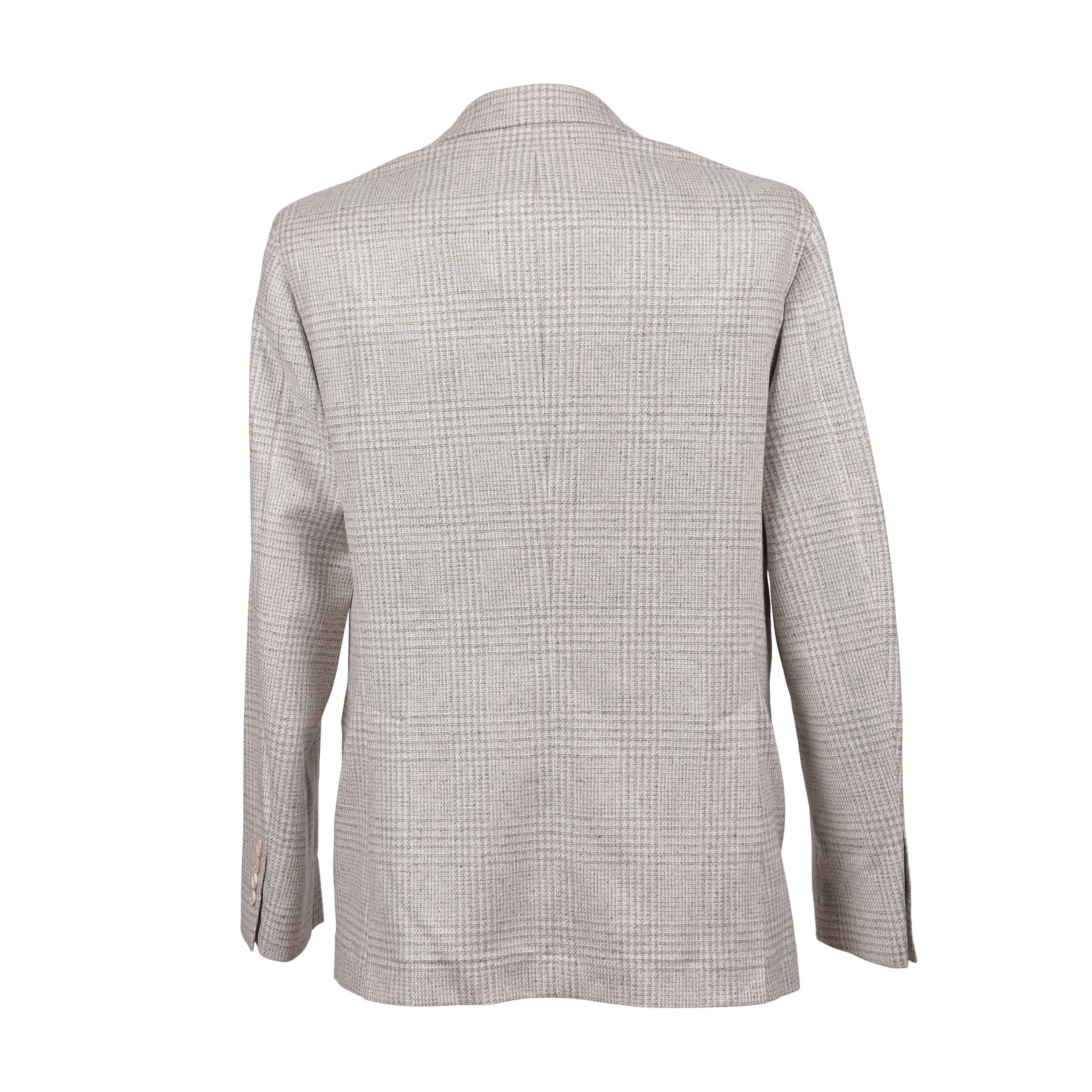 BRUNELLO CUCINELLI MEN'S SAND WOOL BLEND CHECK SUIT