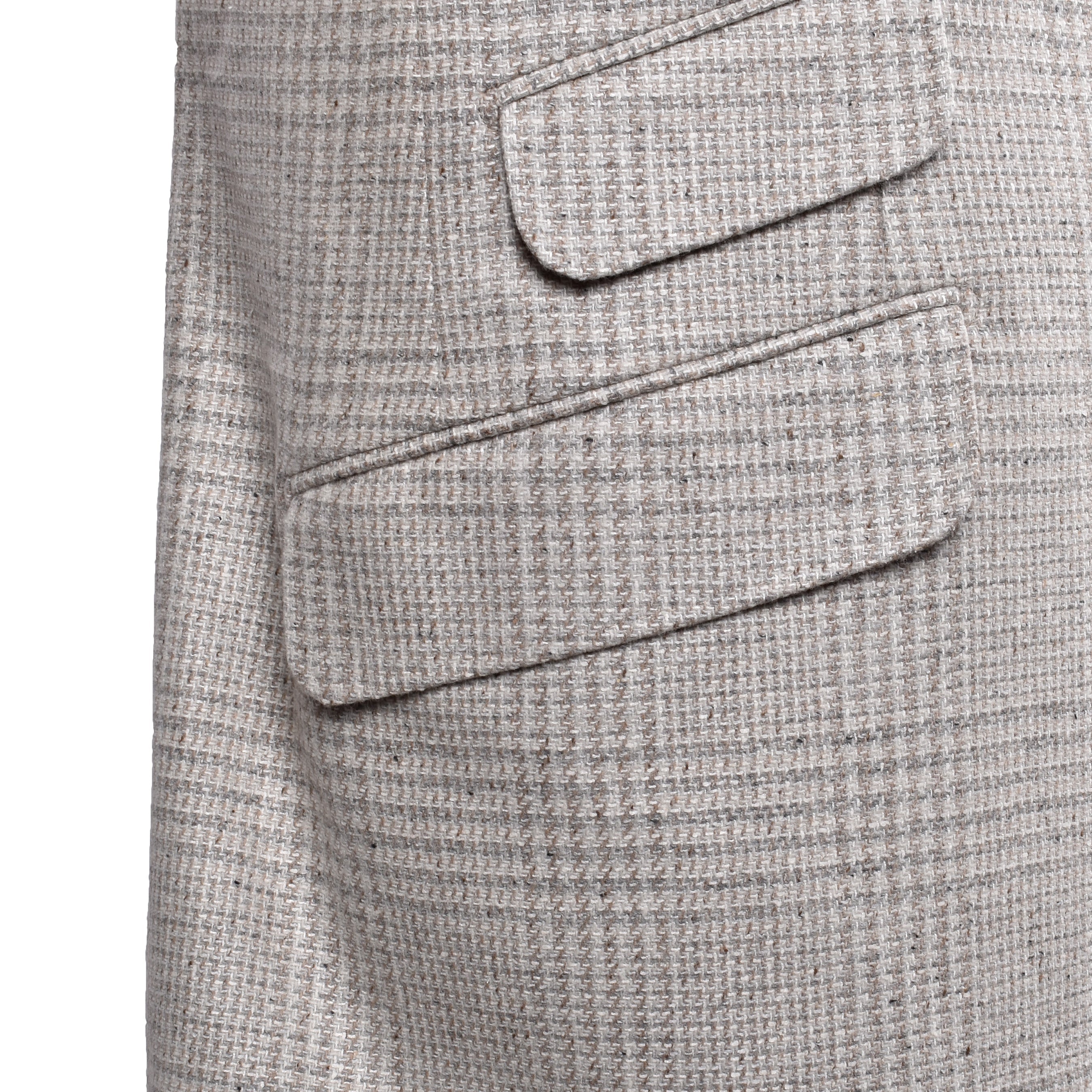 BRUNELLO CUCINELLI MEN'S SAND WOOL BLEND CHECK SUIT