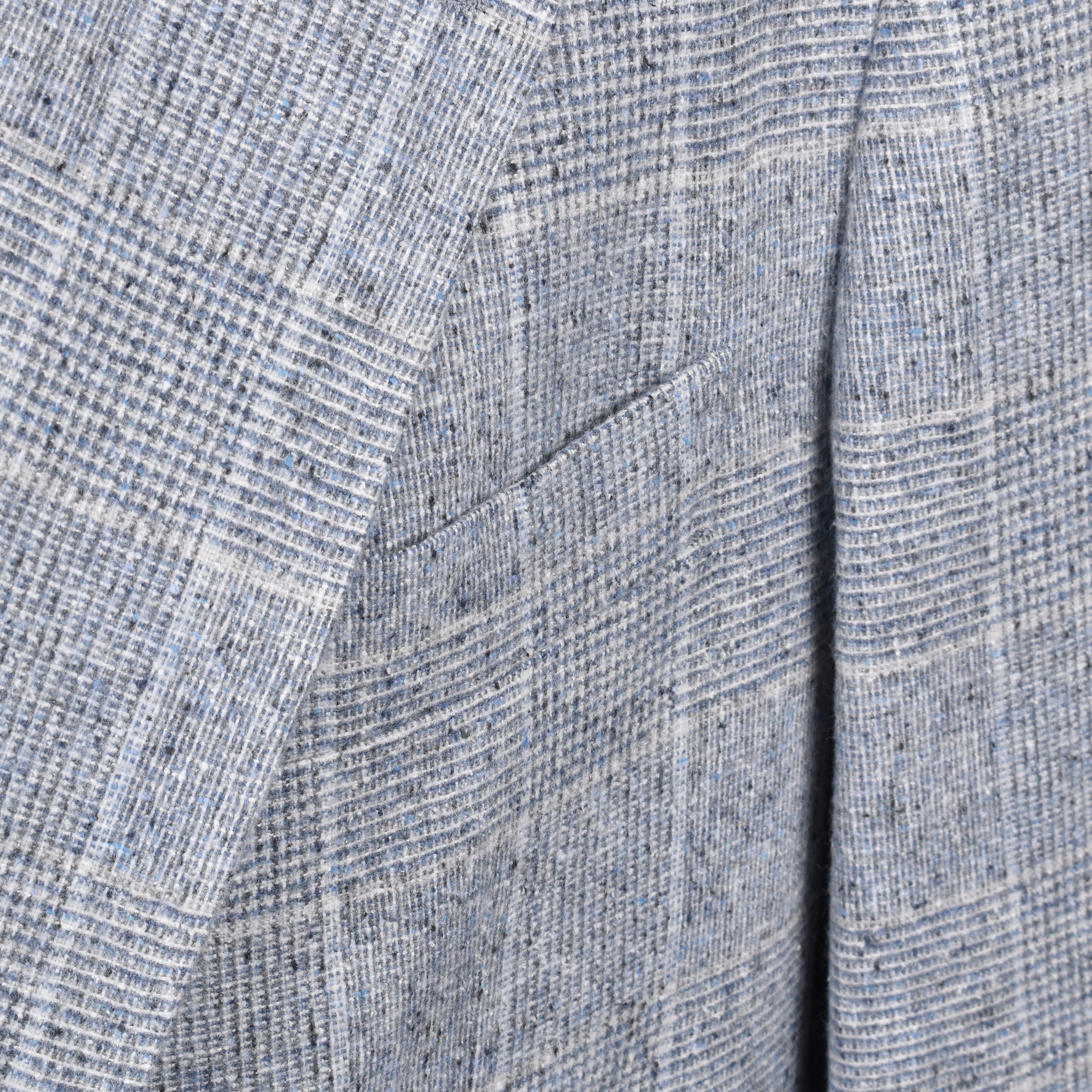 BRUNELLO CUCINELLI MEN'S NEUTRAL BLUE WOOL CHECK BLAZER