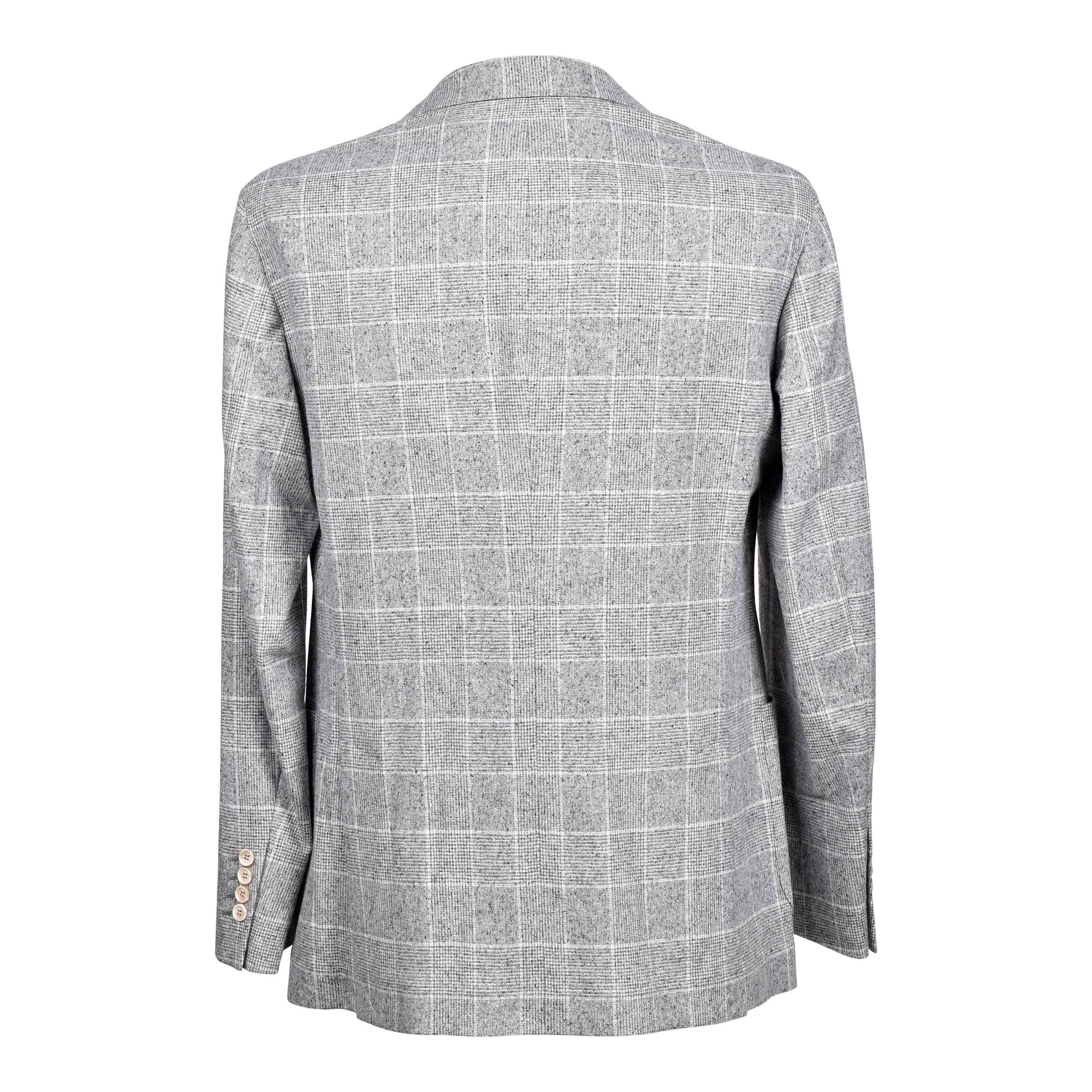BRUNELLO CUCINELLI MEN'S PEARL GREY WOOL DOUBLE-BREASTED BLAZER
