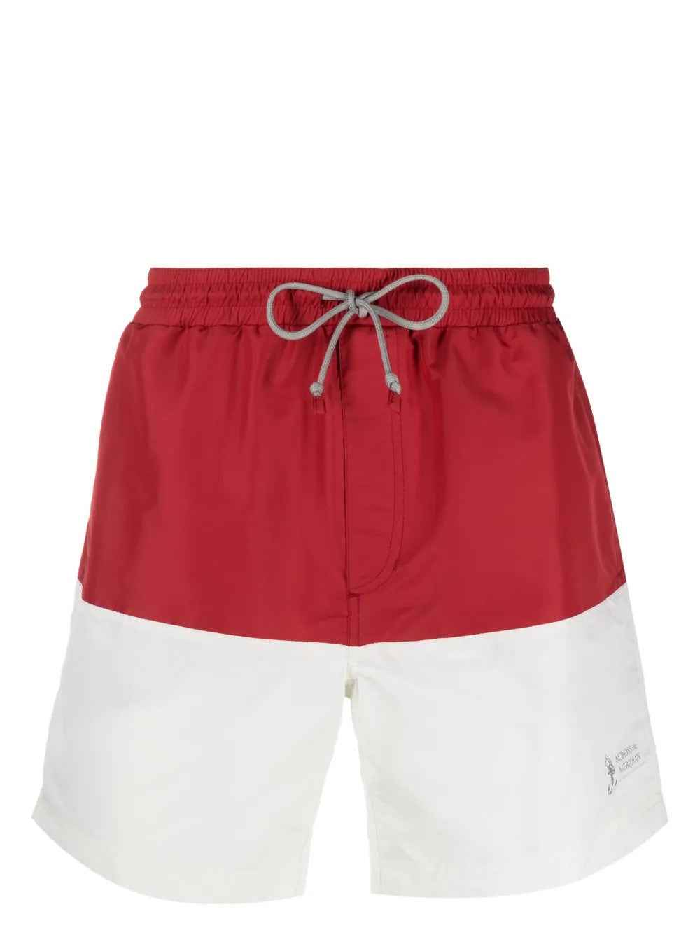 BRUNELLO CUCINELLI MEN'S RED AND WHITE SWIM SHORTS