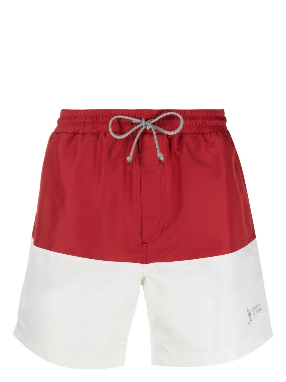BRUNELLO CUCINELLI MEN'S RED AND WHITE SWIM SHORTS