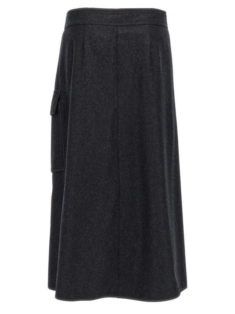 BRUNELLO CUCINELLI WOMEN'S CHARCOAL WOOL WRAP SKIRT