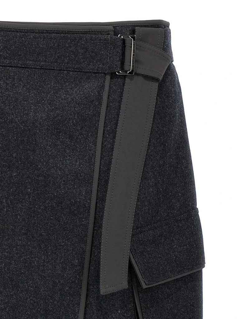 BRUNELLO CUCINELLI WOMEN'S CHARCOAL WOOL WRAP MIDI SKIRT