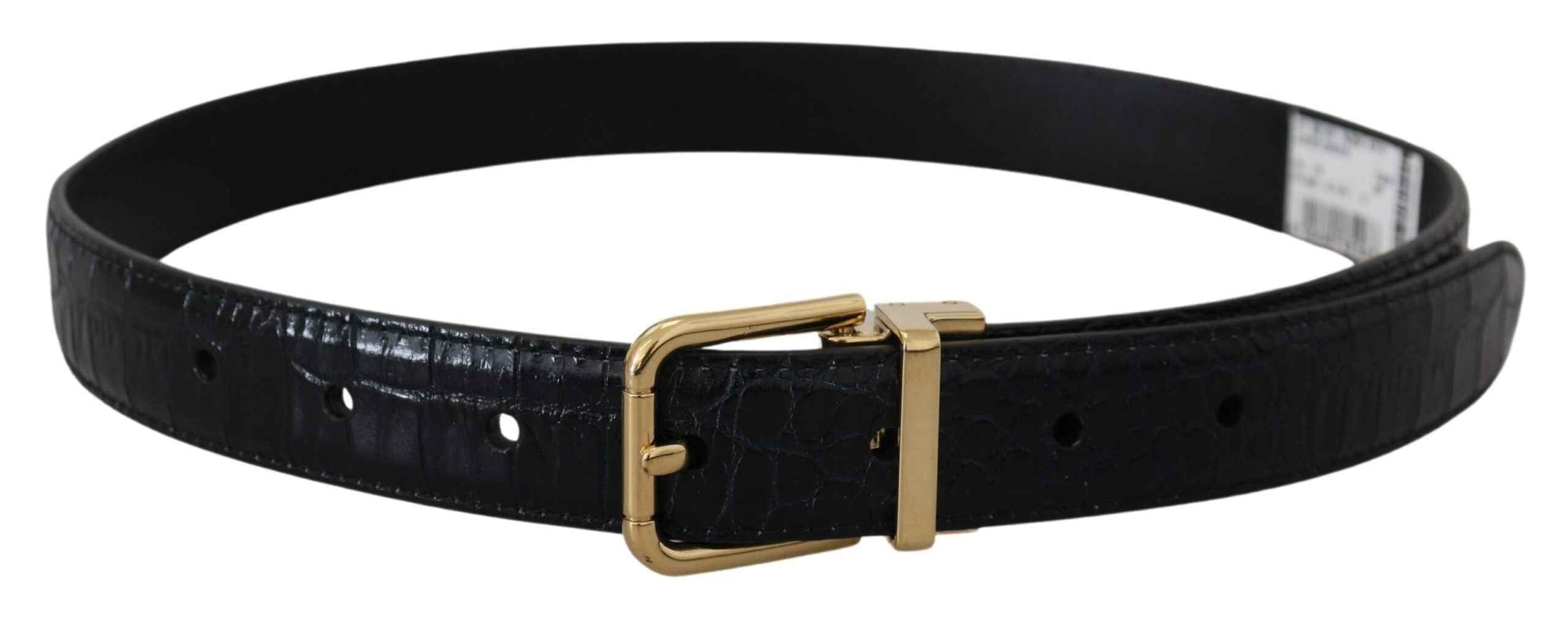 Dolce & Gabbana Blue Exotic Leather Gold Metal Buckle Belt