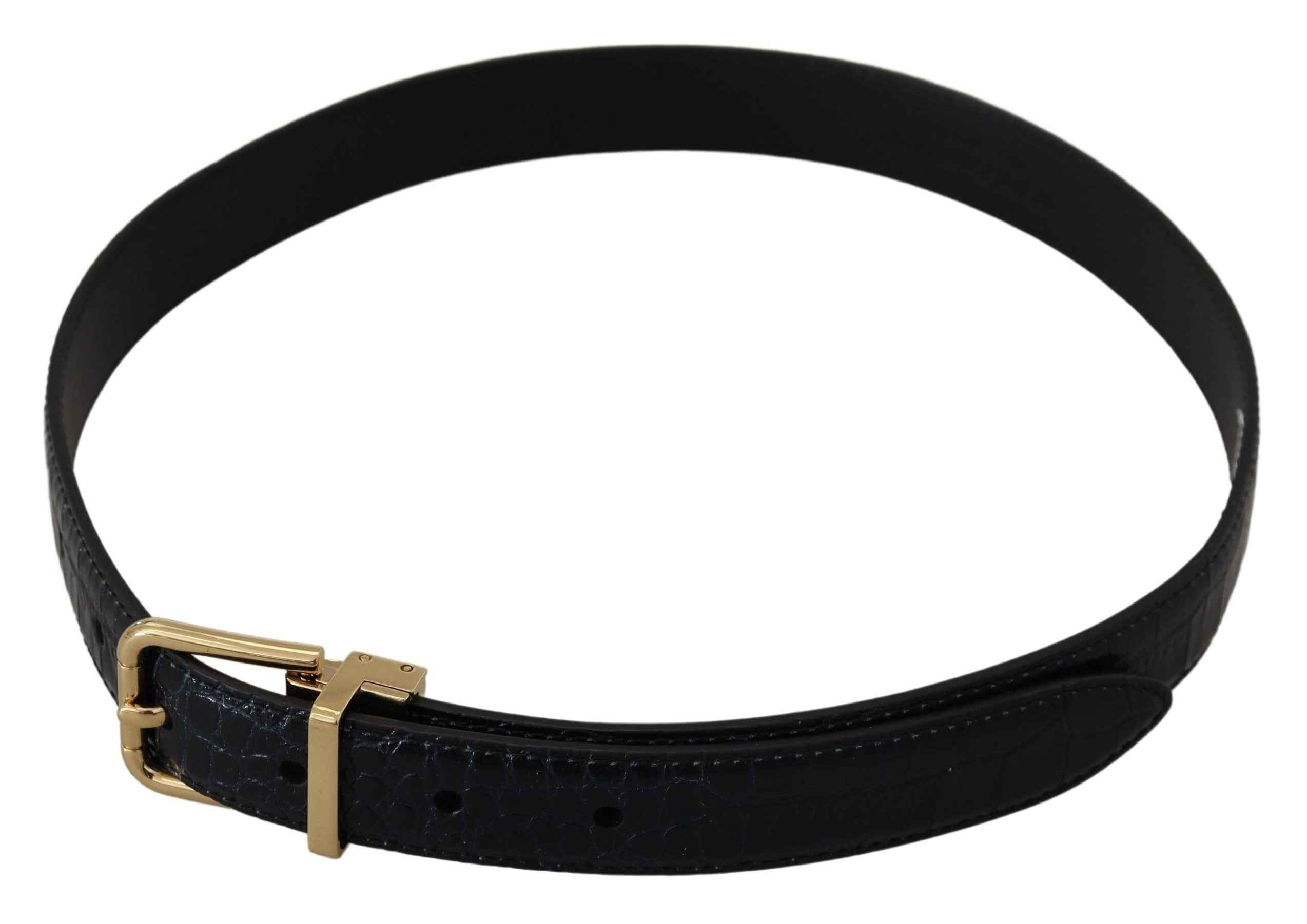 Dolce & Gabbana Blue Exotic Leather Gold Metal Buckle Belt