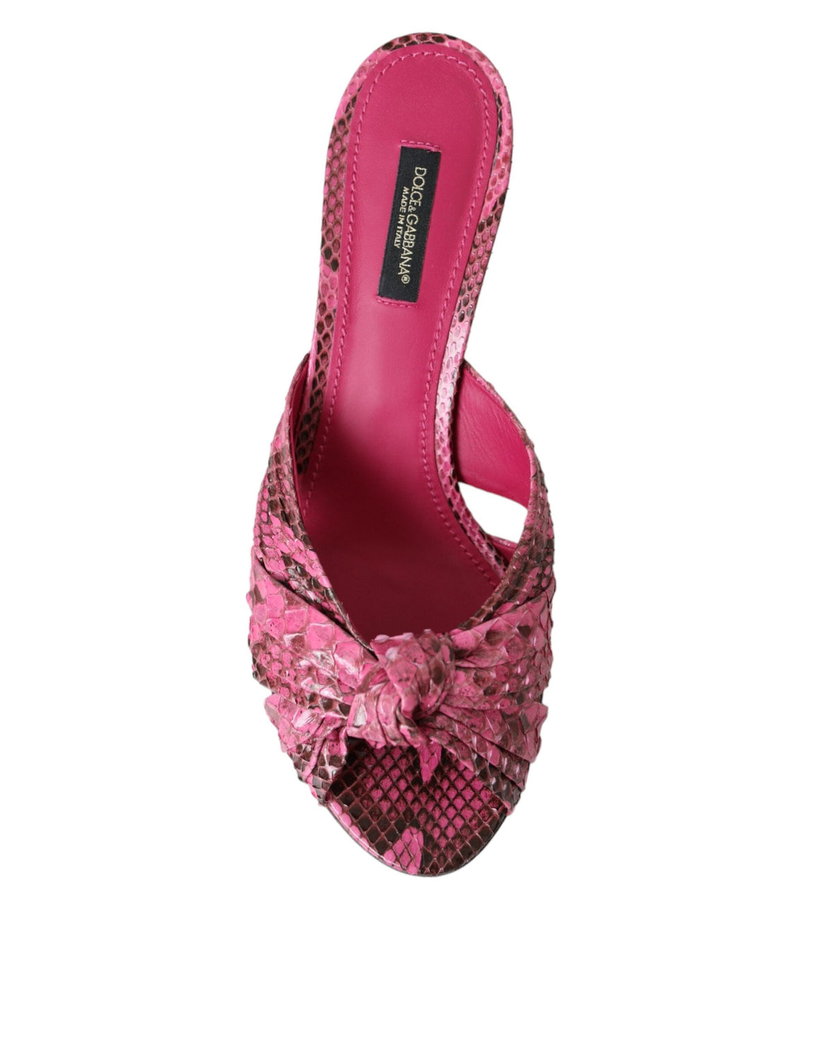 Dolce & Gabbana Pink Exotic Leather Kitten Heels Slides Shoes