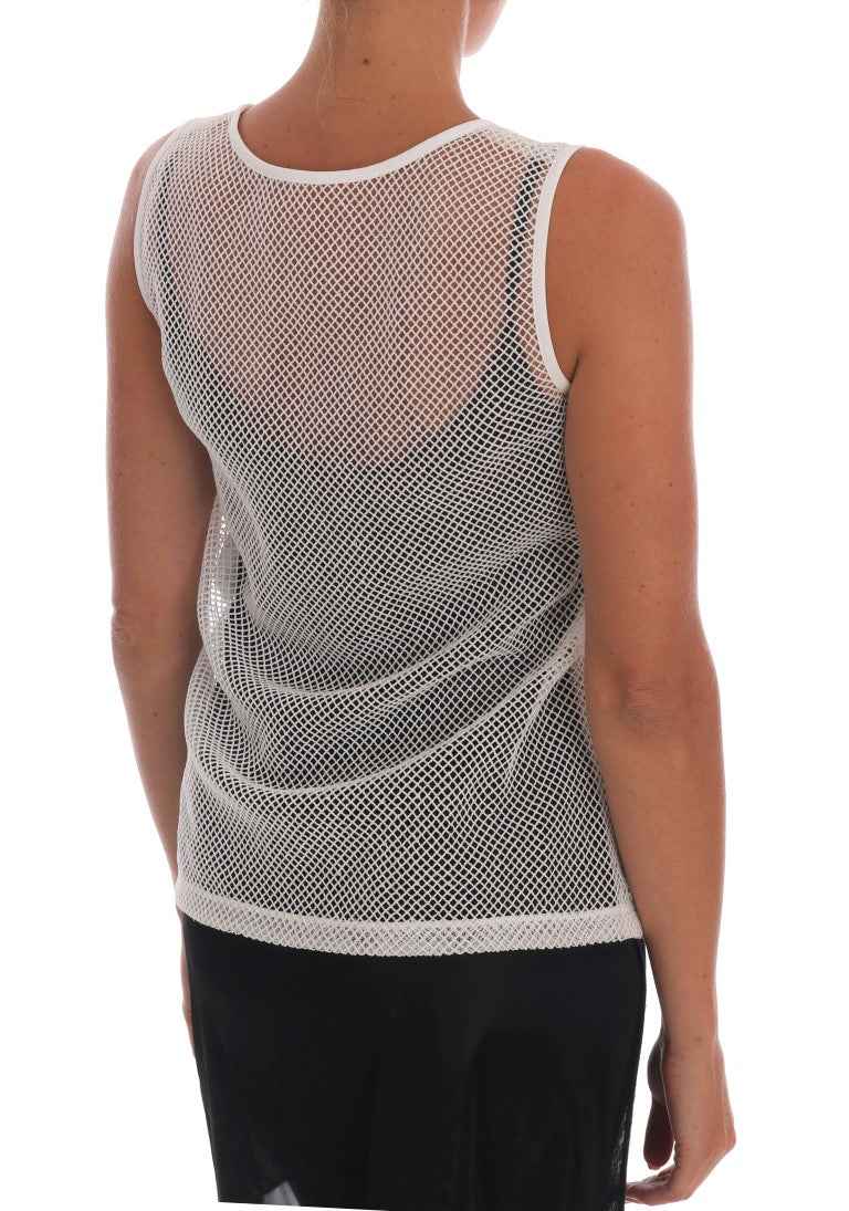 Dolce & Gabbana White Net Tank Transparent Top