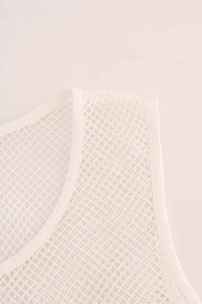 Dolce & Gabbana White Net Tank Transparent Top