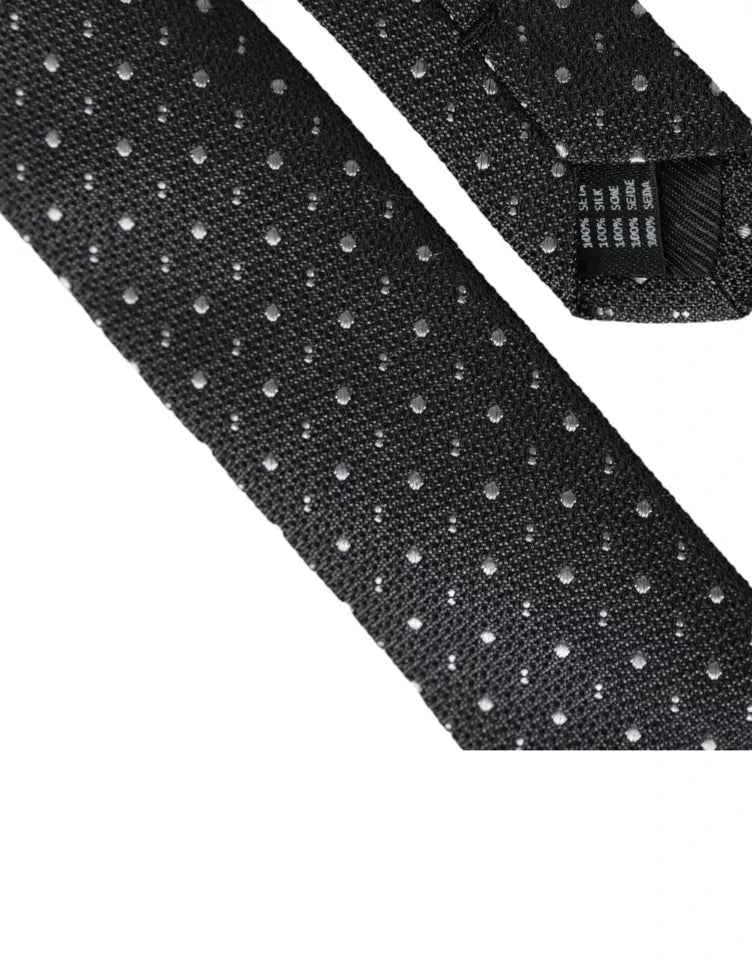 Dolce & Gabbana Dark Gray Polka Dot Silk Adjustable Men Tie