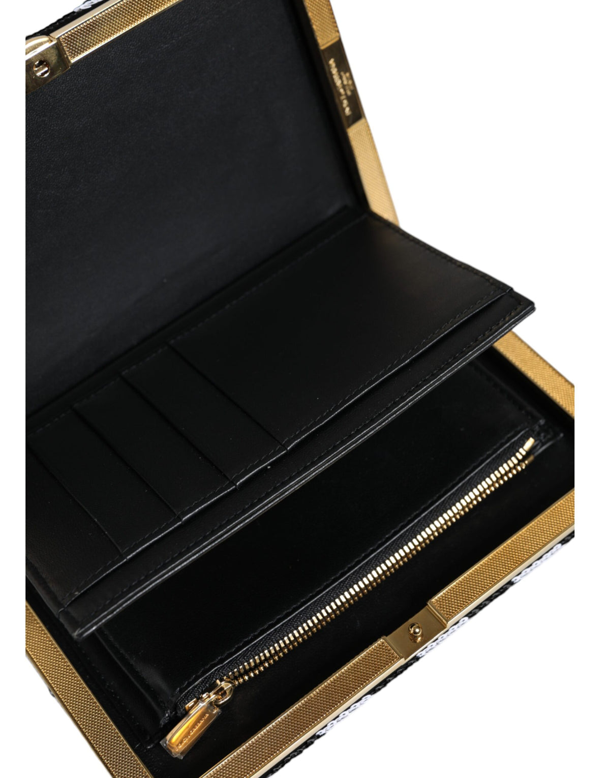 Dolce & Gabbana Black White Gold Frame Clutch Evening Party Purse Bag
