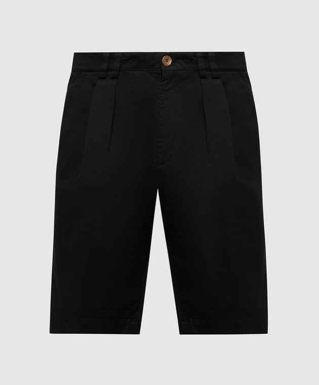 BRUNELLO CUCINELLI MEN'S BLACK TAILORED SHORTS