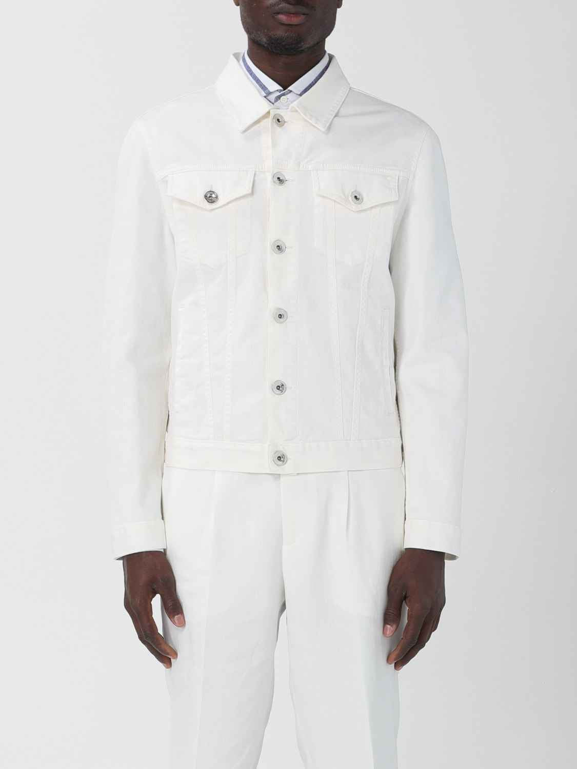 BRUNELLO CUCINELLI MEN'S SNOW WHITE TAILORED JACKET
