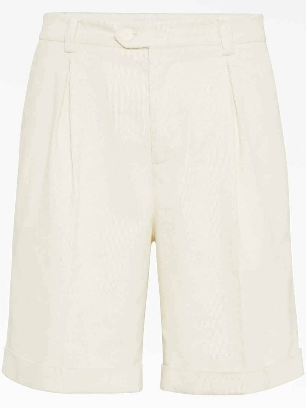 BRUNELLO CUCINELLI MEN'S OFF WHITE TAILORED SHORTS
