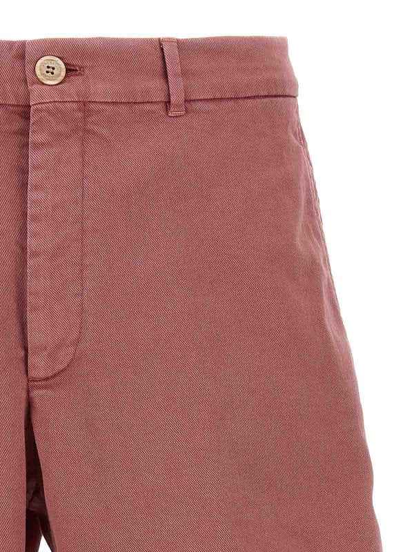 BRUNELLO CUCINELLI MEN'S RASPBERRY TAILORED SHORTS