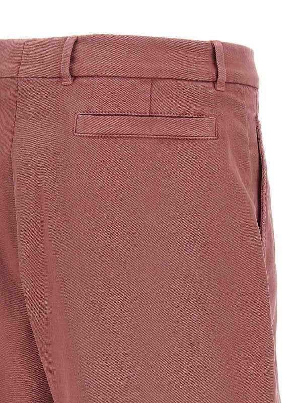 BRUNELLO CUCINELLI MEN'S RASPBERRY TAILORED SHORTS