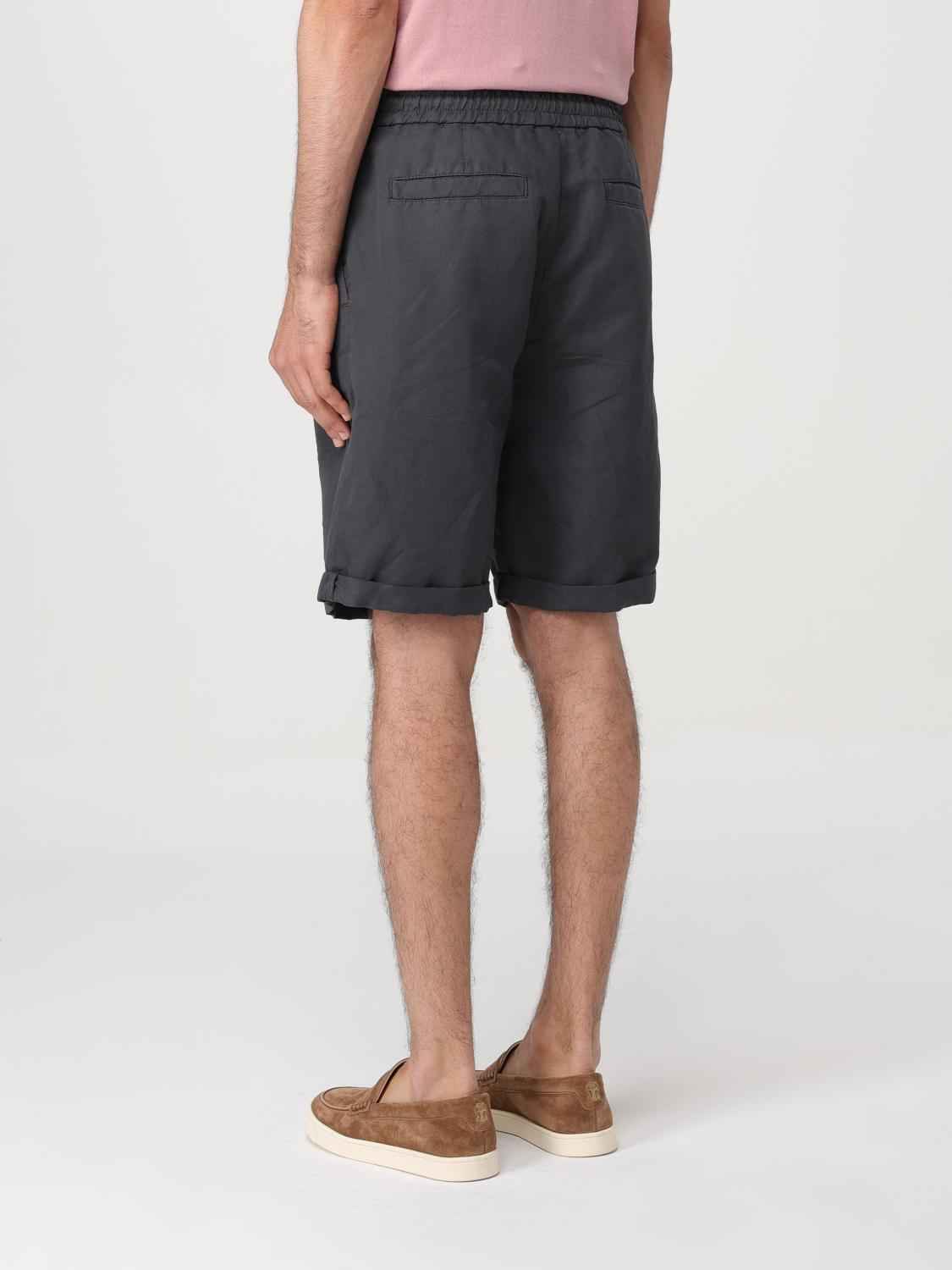 BRUNELLO CUCINELLI MEN'S ANTHRACITE LINEN BLEND TAILORED SHORTS