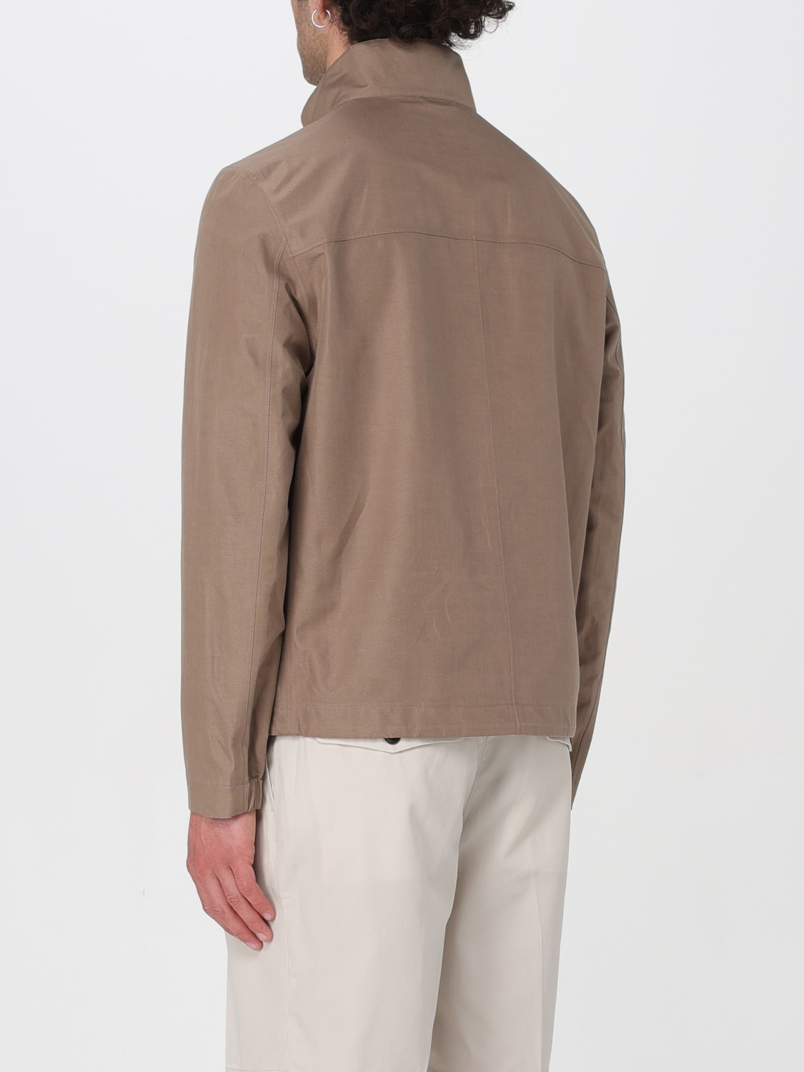 BRUNELLO CUCINELLI MEN'S BROWN LINEN SILK JACKET