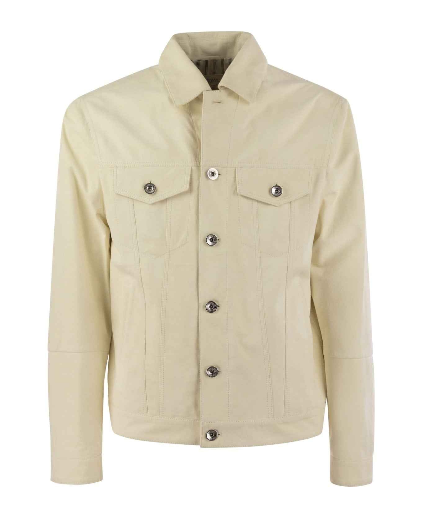 BRUNELLO CUCINELLI MEN'S CREAM TAILORED JACKET WITH POCKETS
