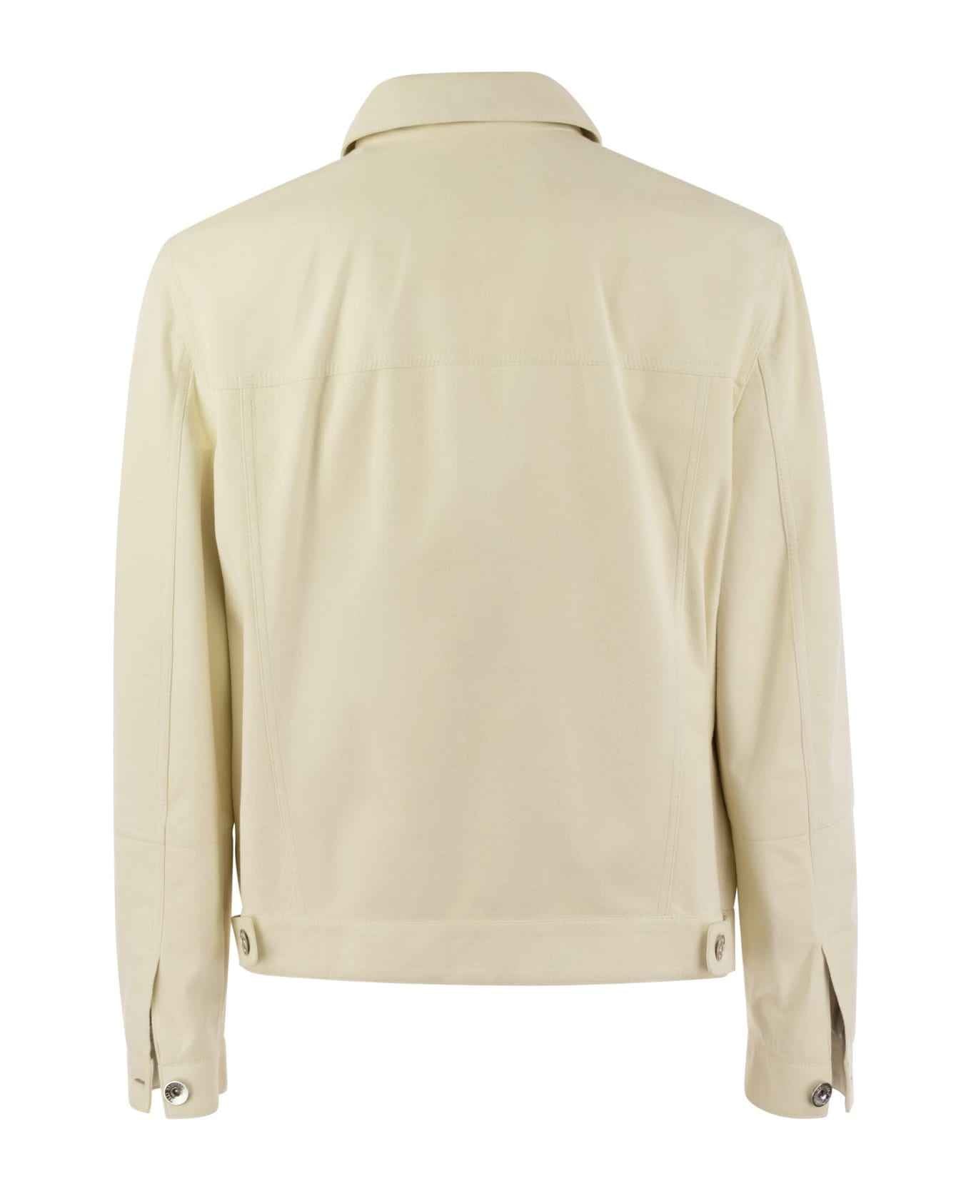 BRUNELLO CUCINELLI MEN'S CREAM TAILORED JACKET WITH POCKETS