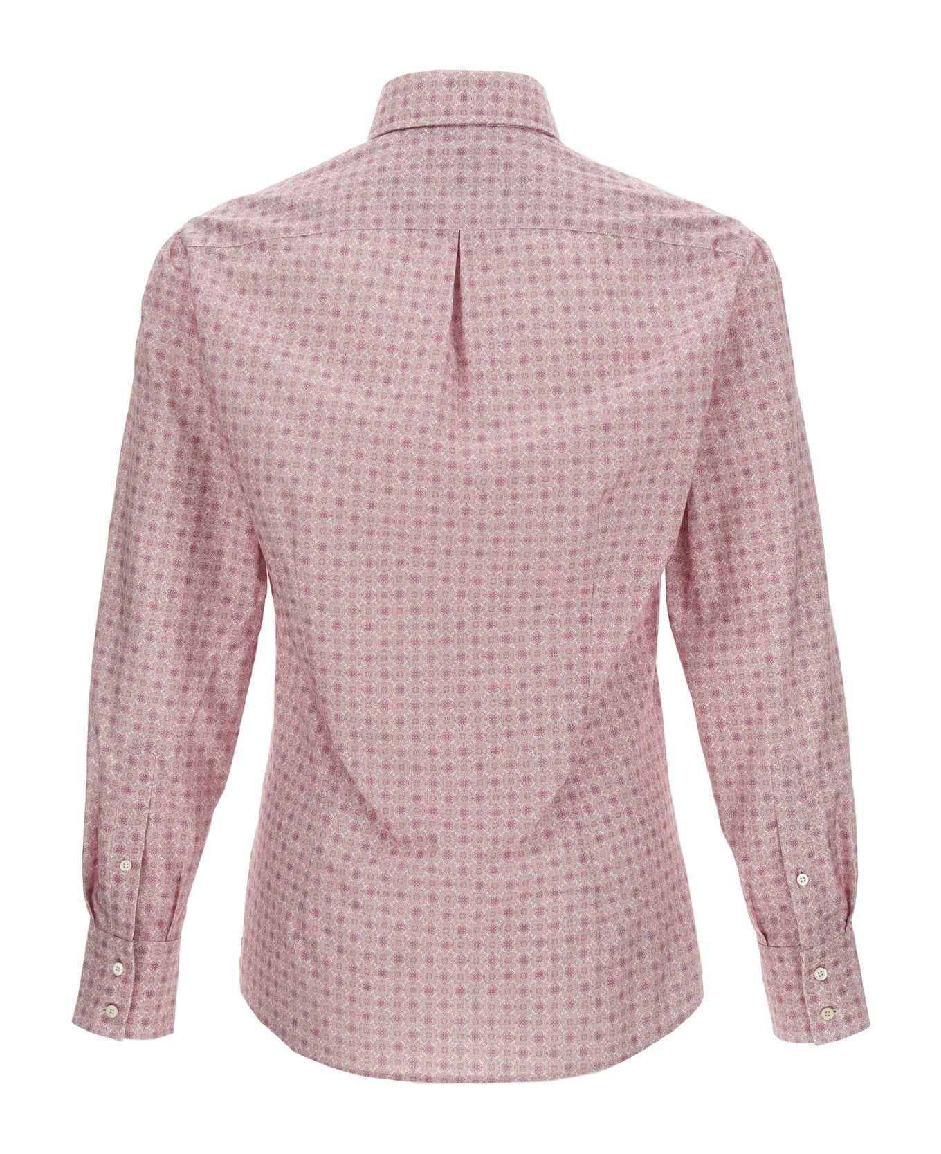 BRUNELLO CUCINELLI MEN'S ROSE PATTERNED BUTTON-UP SHIRT