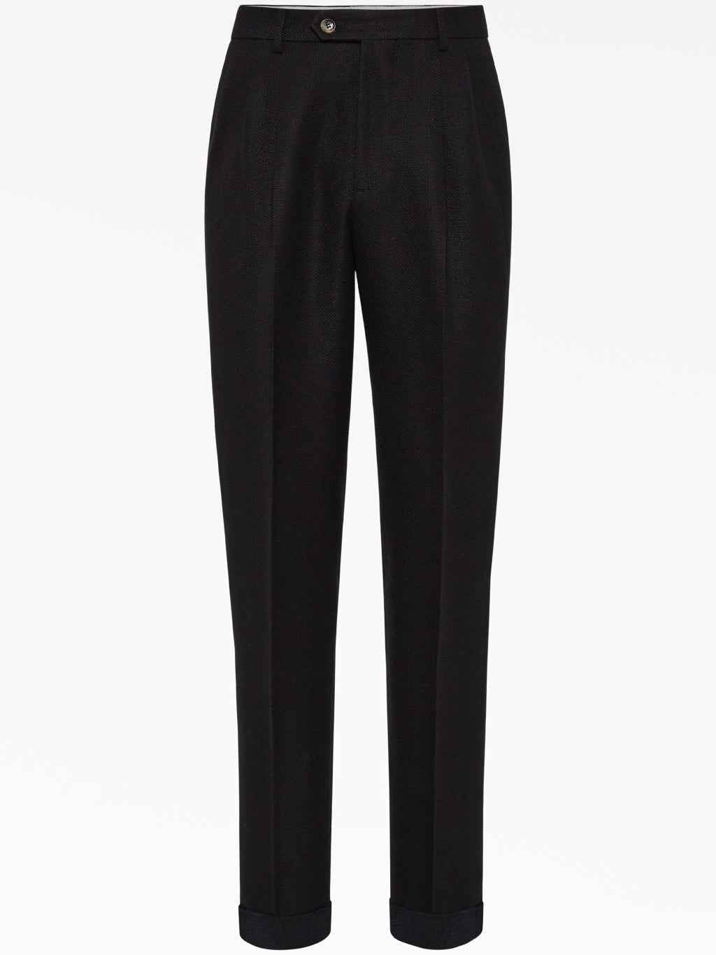 BRUNELLO CUCINELLI MEN'S BLACK LINEN SILK WOOL TROUSERS