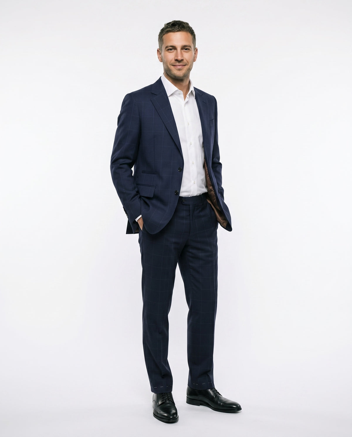 BRUNELLO CUCINELLI MEN'S NAVY VIRGIN WOOL SUIT