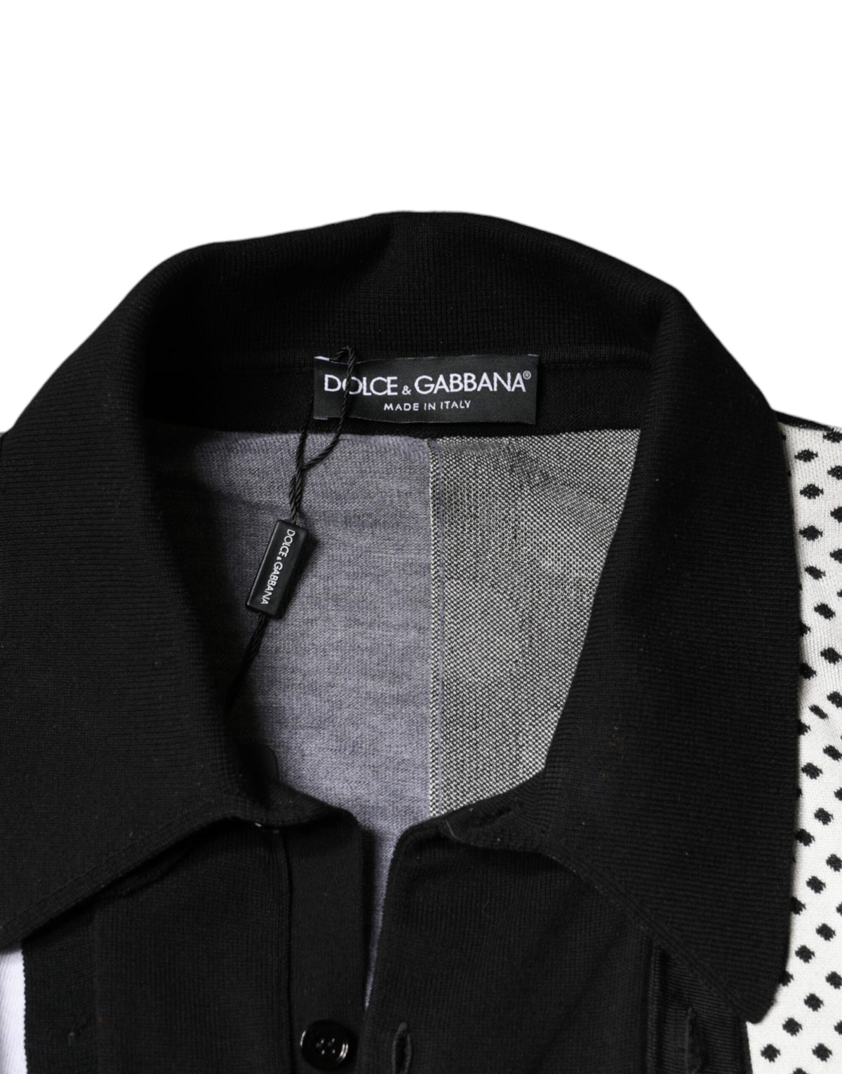 Dolce & Gabbana Black White Polka Dot Collared Polo T-shirt