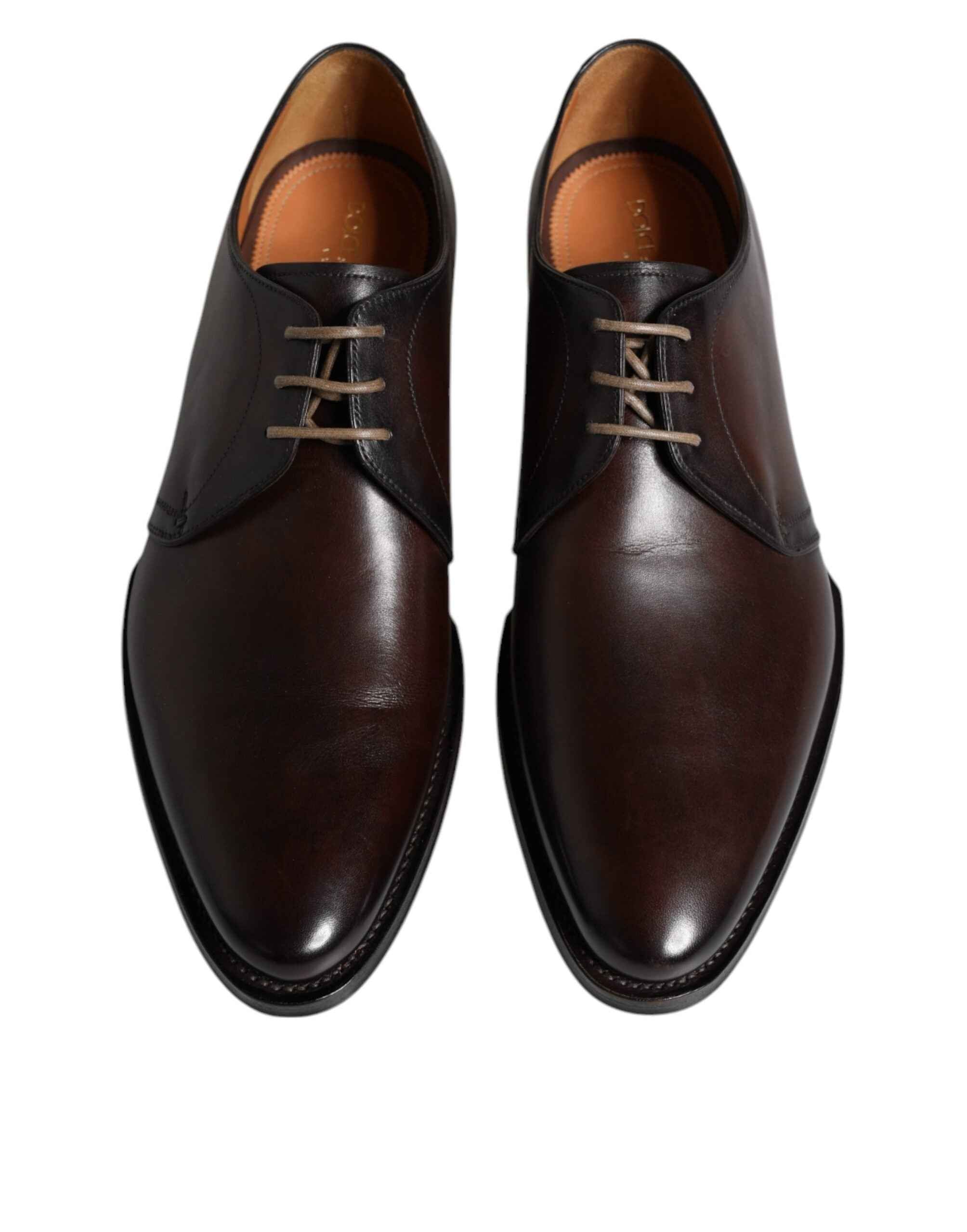 Dolce & Gabbana Brown Leather Lace Up Men Derby Formal Shoes