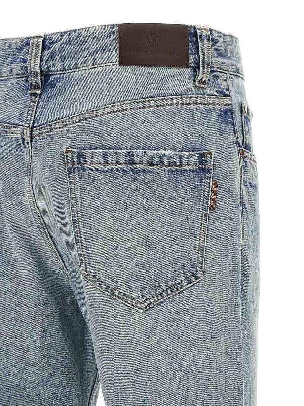 BRUNELLO CUCINELLI WOMEN'S LIGHT BLUE STRAIGHT TROUSERS